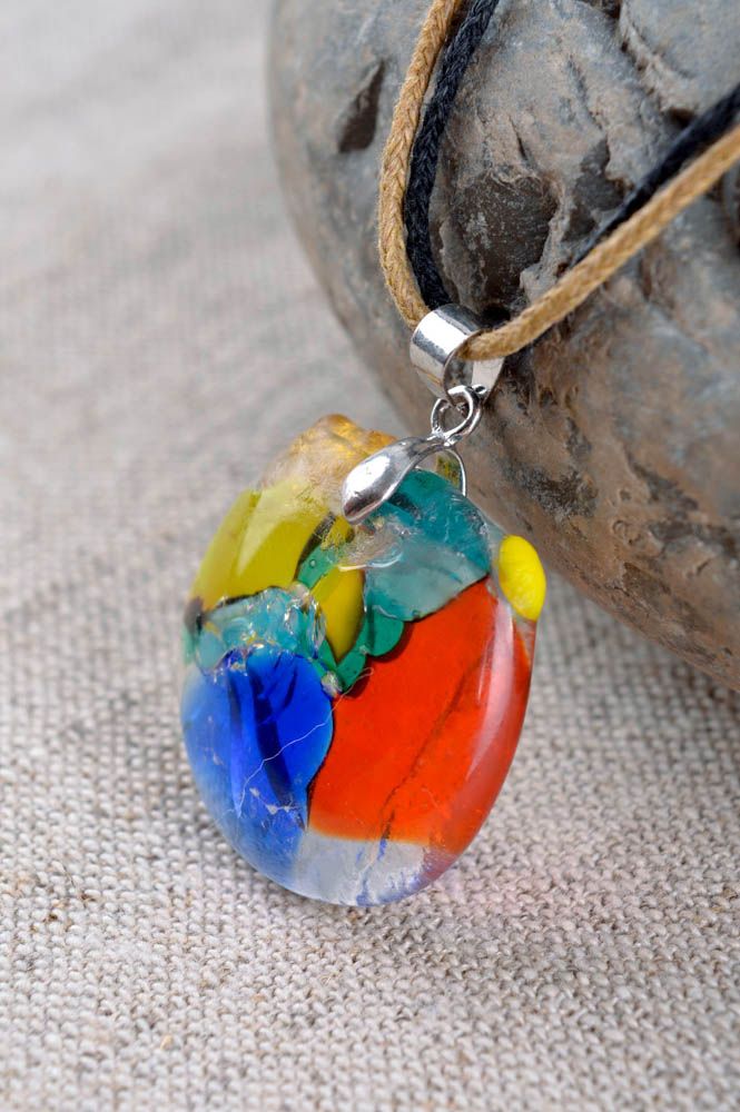 Handmade pendant designer pendant unusual gift designer glass accessory photo 1