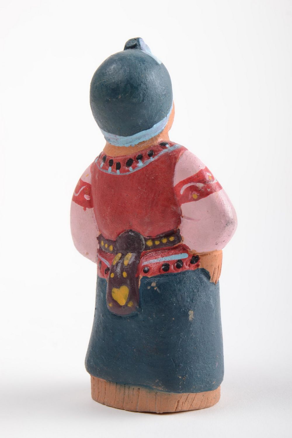 Bemalte Deko Statuette aus Ton handmade Keramik Öko Ethno grell Bäuerin foto 3