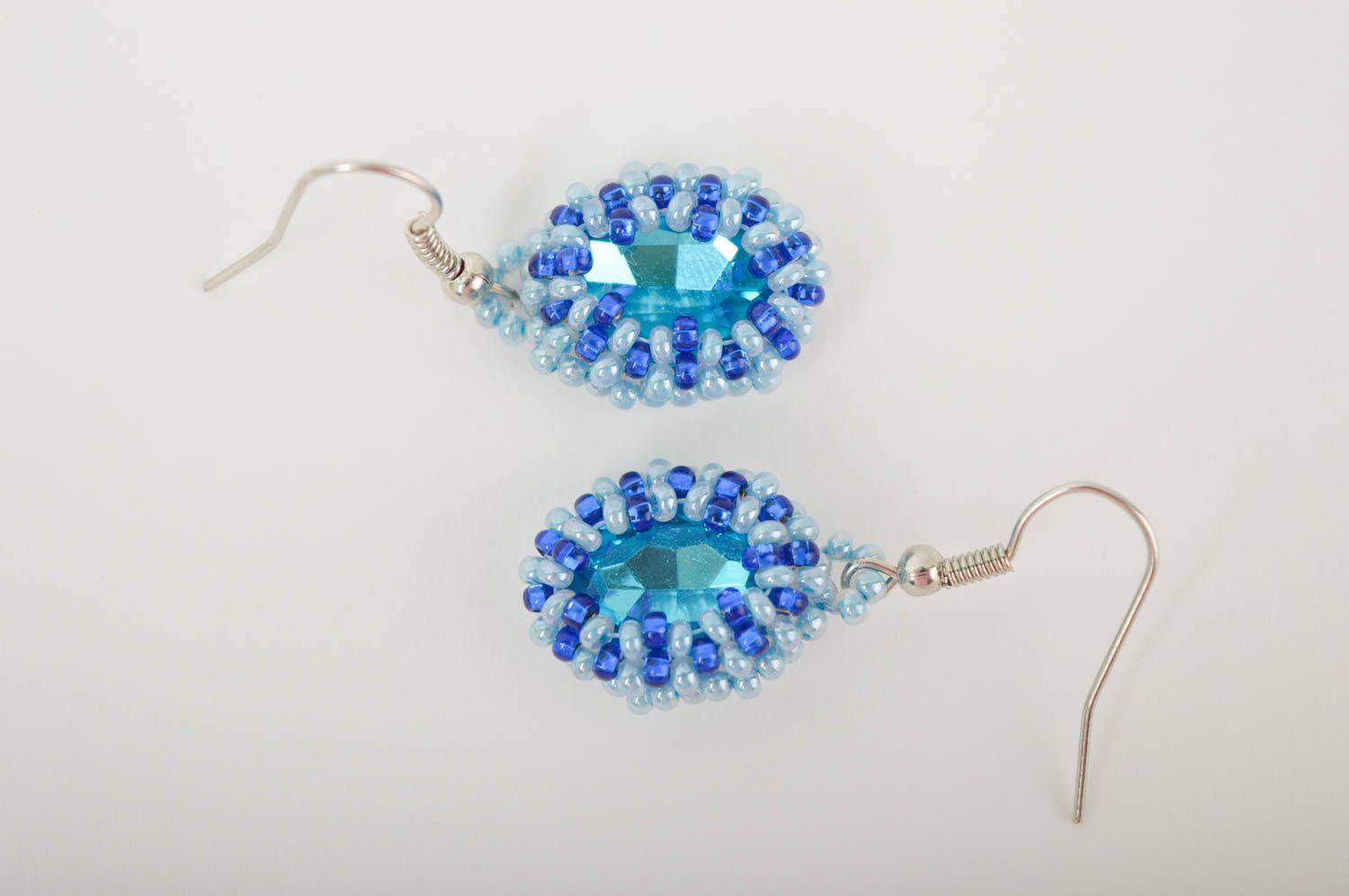 Pendientes artesanales accesorio para mujer pendientes de abalorios azules  foto 4