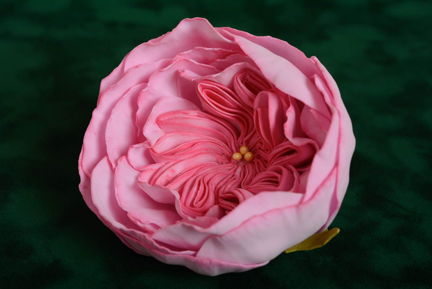 Handmade designer beautiful pink brooch made of foamiran volume pink flower  photo 5