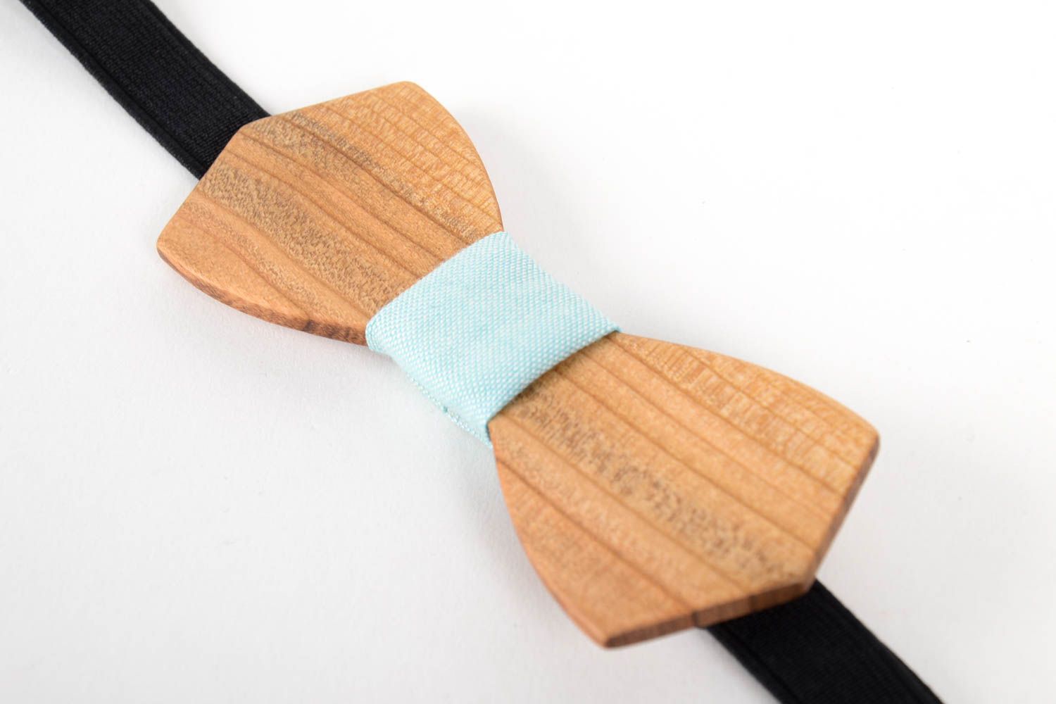 Handmade Accessoire für Männer originelle Fliege Krawatte blau Fliege aus Holz  foto 4