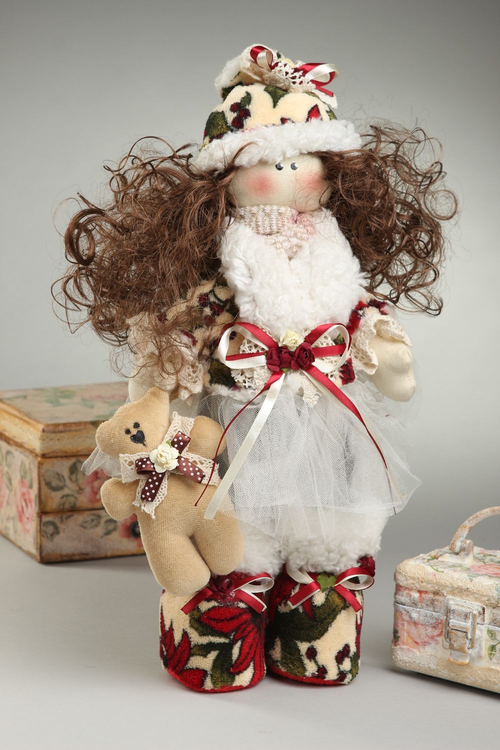 Muñeca artesanal de algodón y pana decoración de interior juguete de colección foto 1