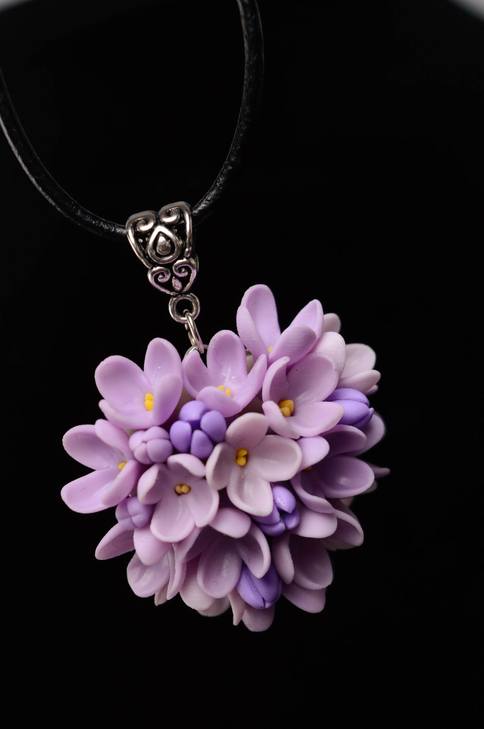 Designer cold porcelain pendant Lilac Heart photo 4