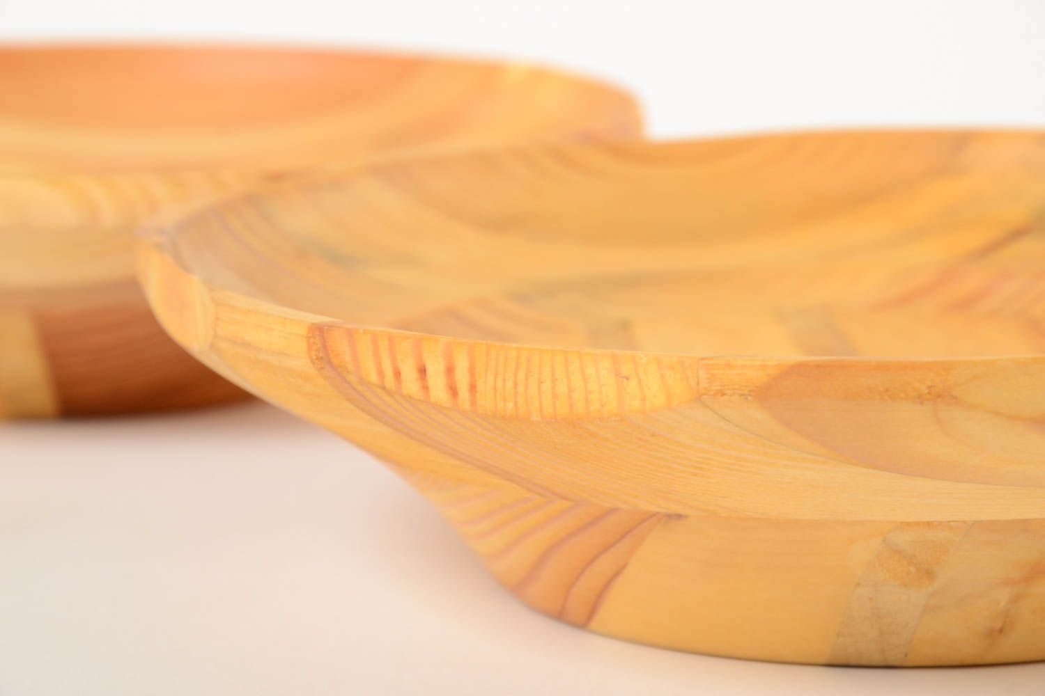 Handmade wooden plate design plate set 2 pieces wood craft kitchen supplies photo 3