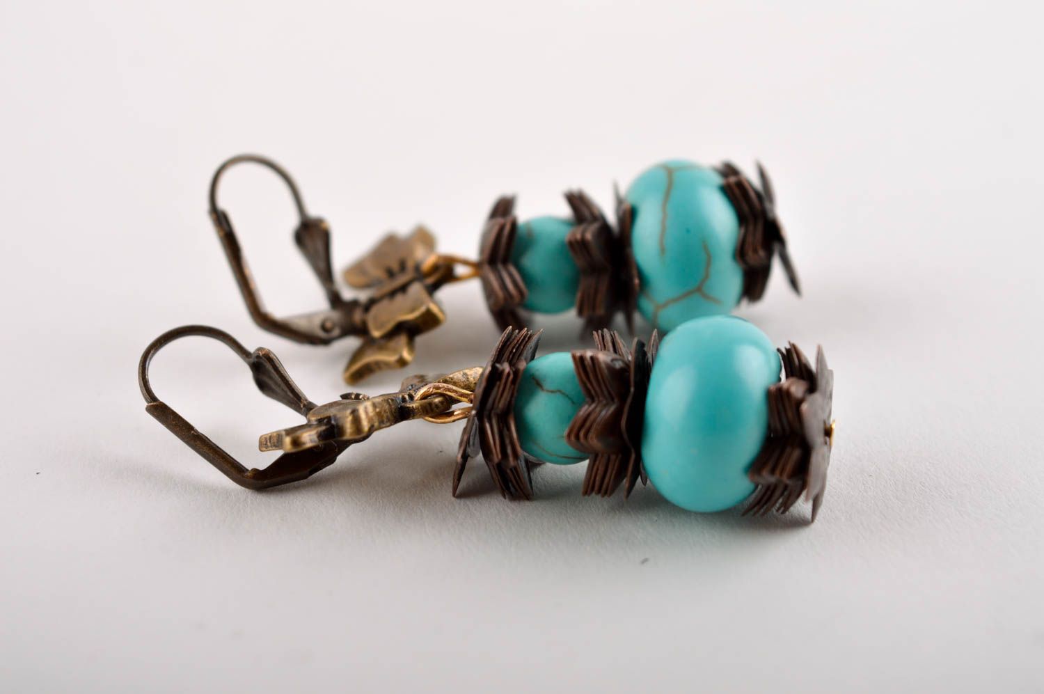Homemade jewelry designer earrings turquoise earrings cool jewelry gifts for her photo 3