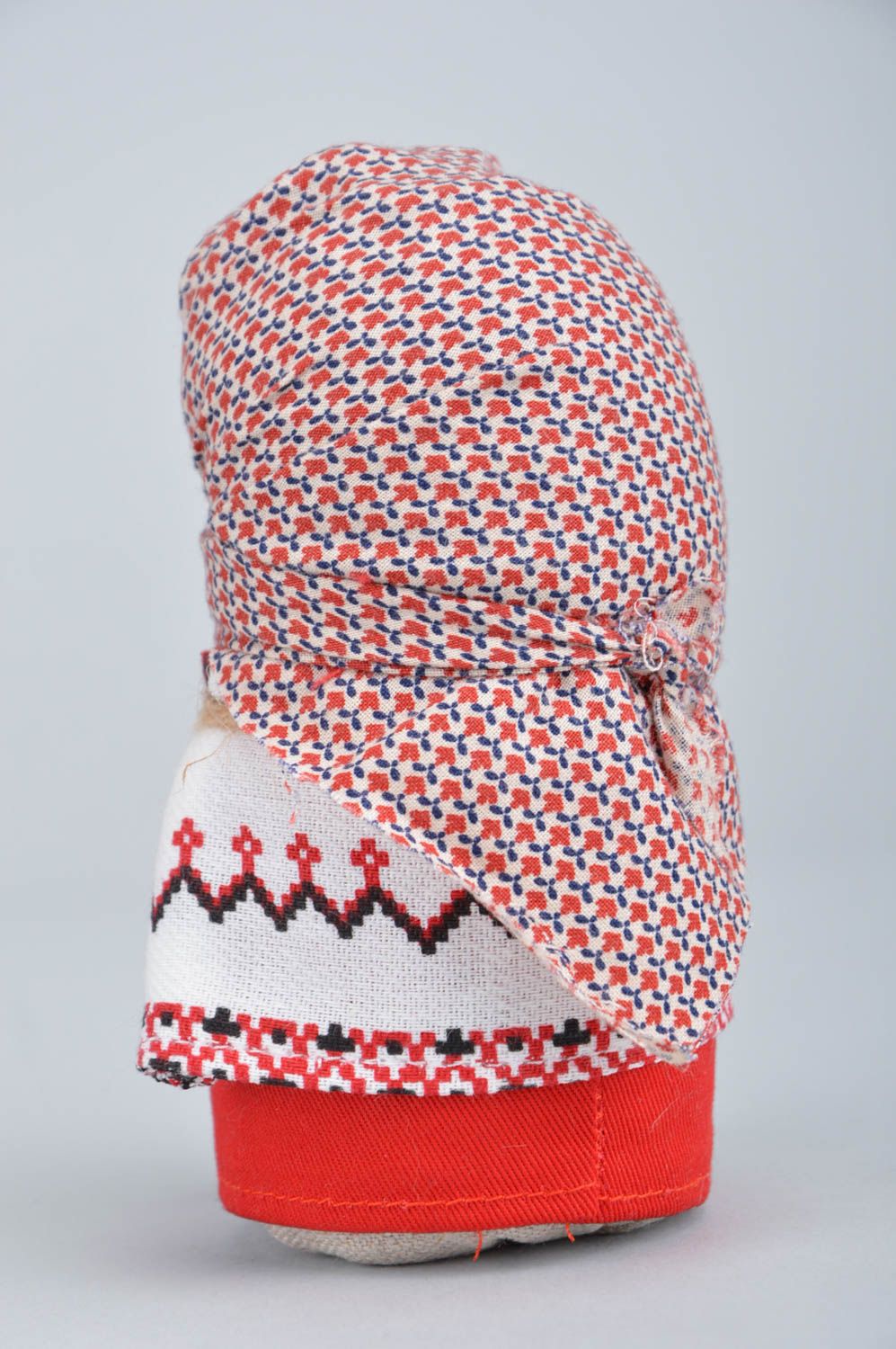 Handmade collectible textile motanka doll sewn of natural fabrics Matrona photo 3