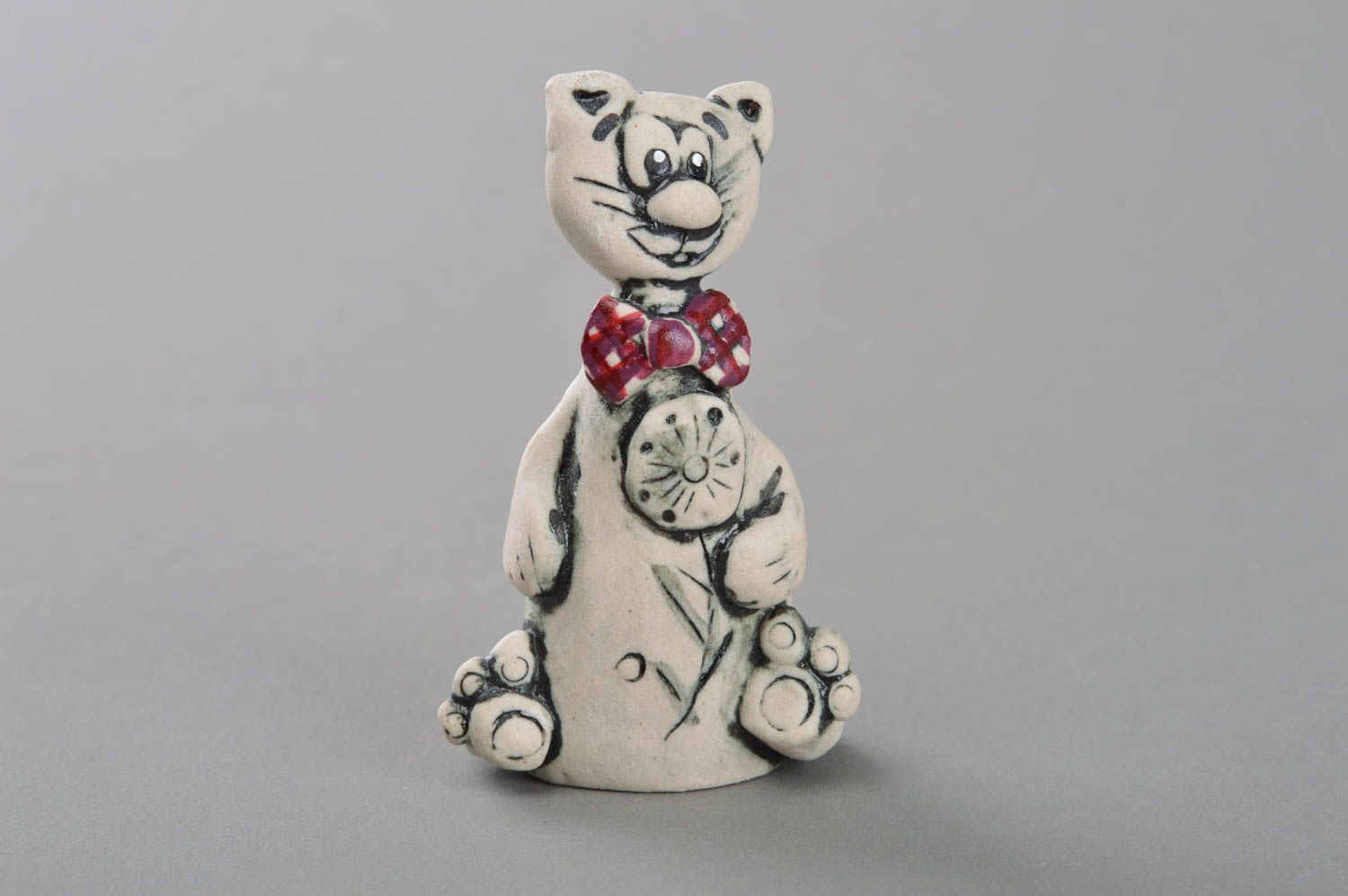 Figurine chat en porcelaine peinte de glaçure et acrylique faite main décorative photo 1