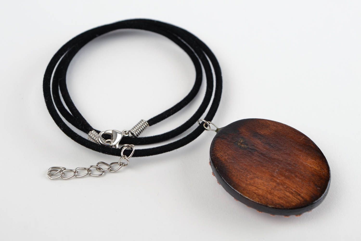 Handmade necklace wood pendant designer accessories pendant necklace gift ideas photo 5