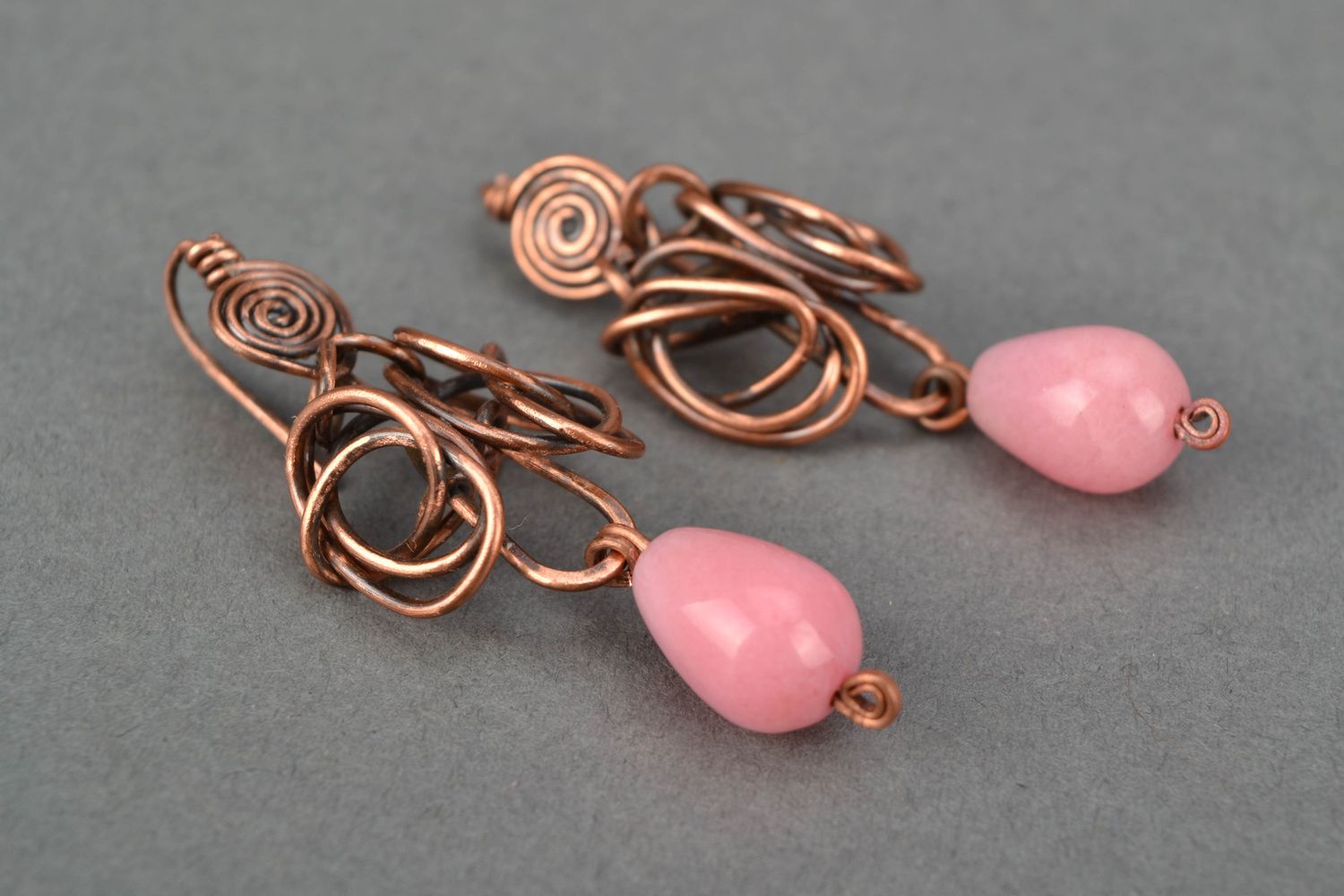 Wire wrap copper earrings photo 4