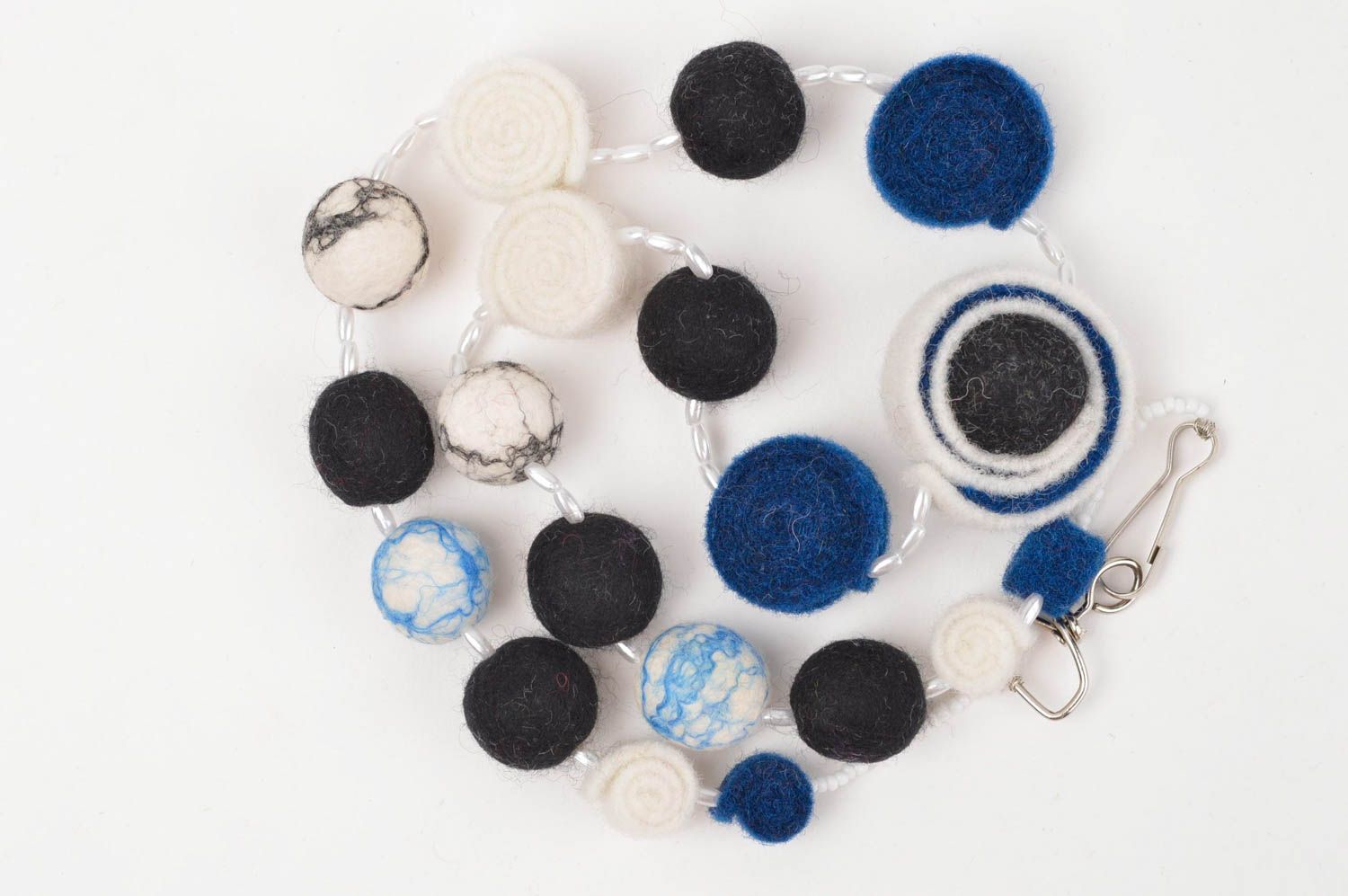 Handmade beads designer beads woolen beads unusual accessory gift for girl photo 3