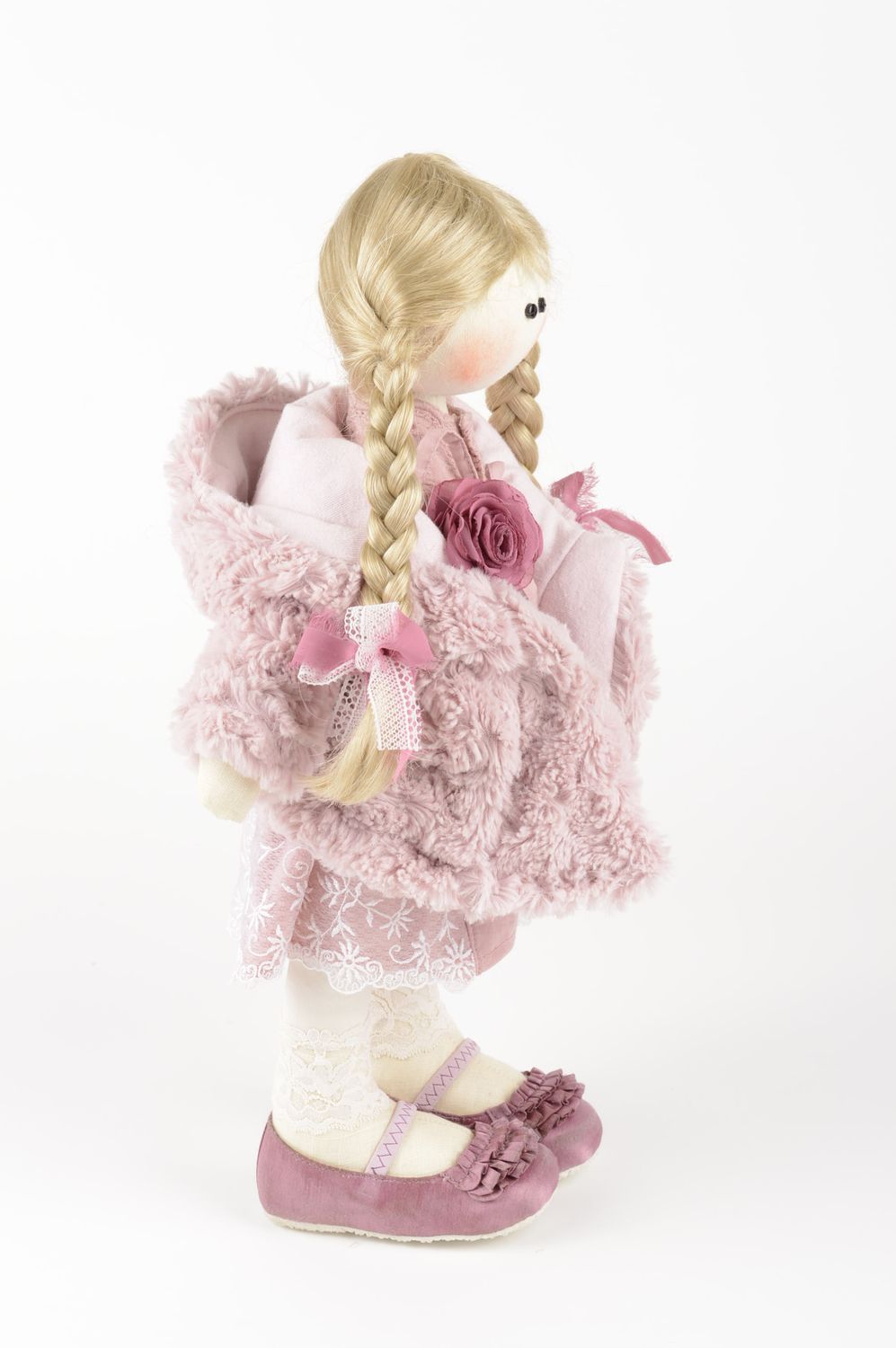 Очаровательная кукла ручной работы кукла из ткани льна мягкая кукла для девочки фото 4