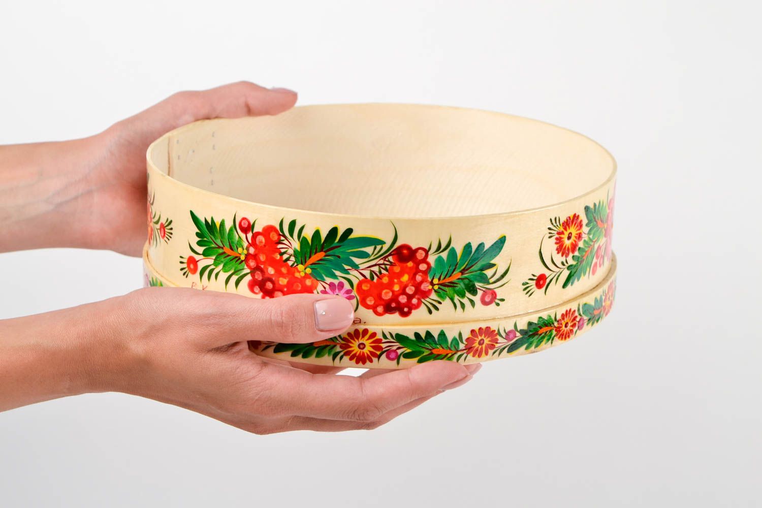 Tamis bois fait main Ustensile de cuisine peint motifs floraux Déco cuisine photo 2