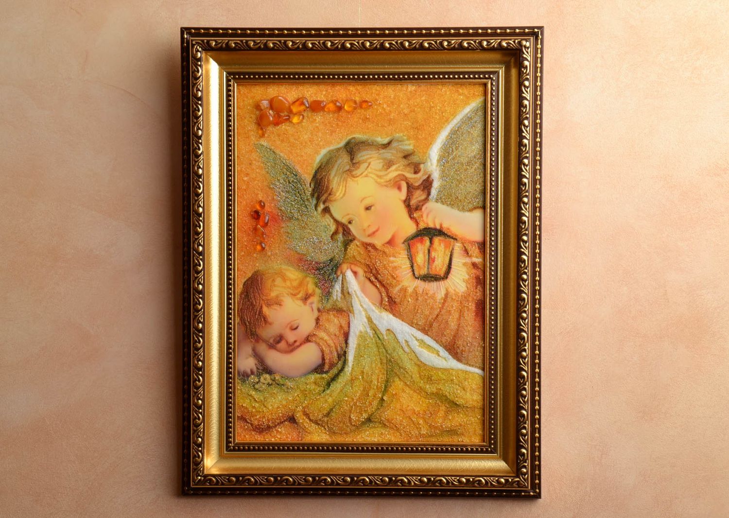 Картина на стену с янтарем Ангел фото 1