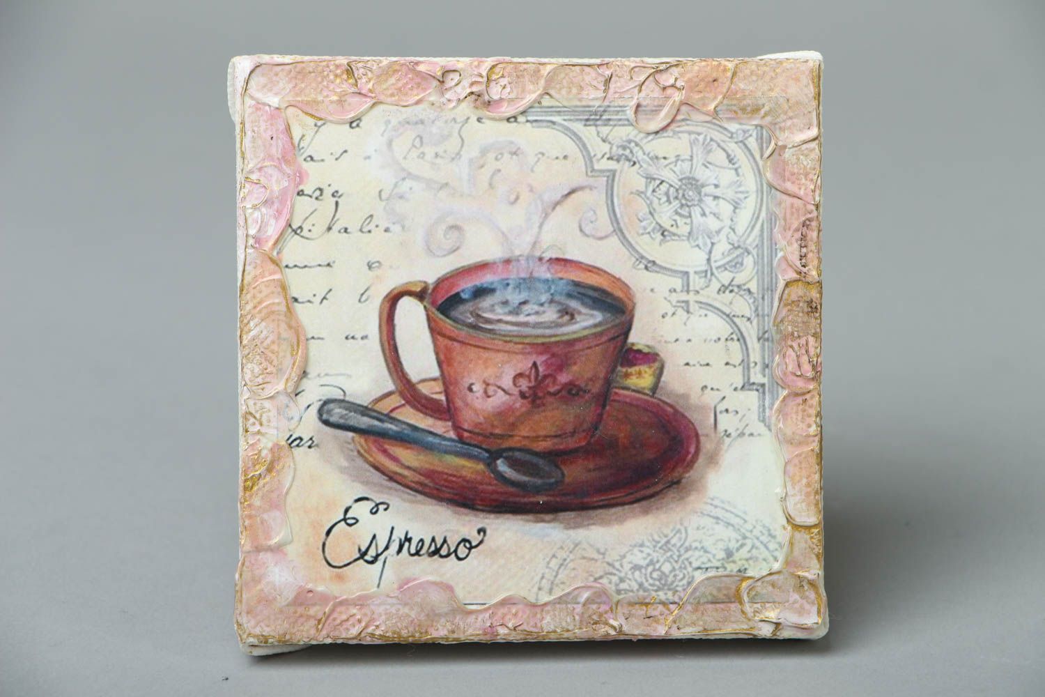 Decoupage wall panel Cup of Coffee photo 1
