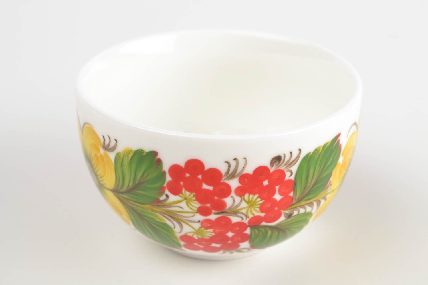 Фарфоровая чашка с Петриковской росписью белая с цветами 250 мл ручная работа фото 5