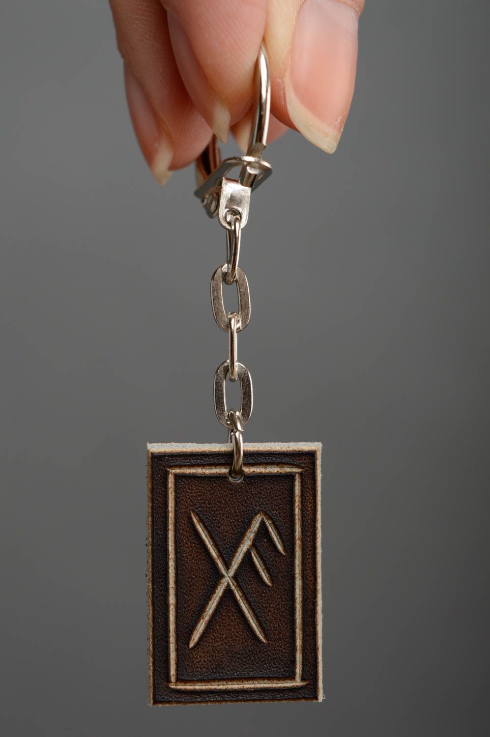 Genuine leather keychain pendant amulet photo 2