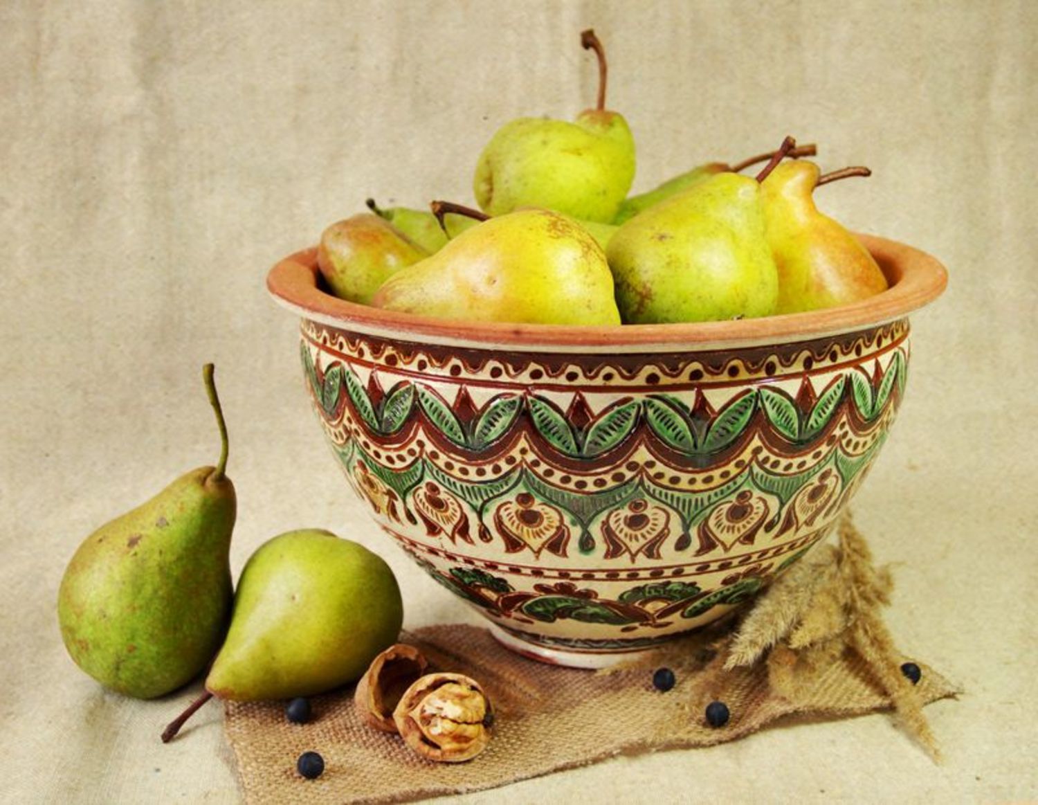 Clay painted bowl, for fruits photo 1