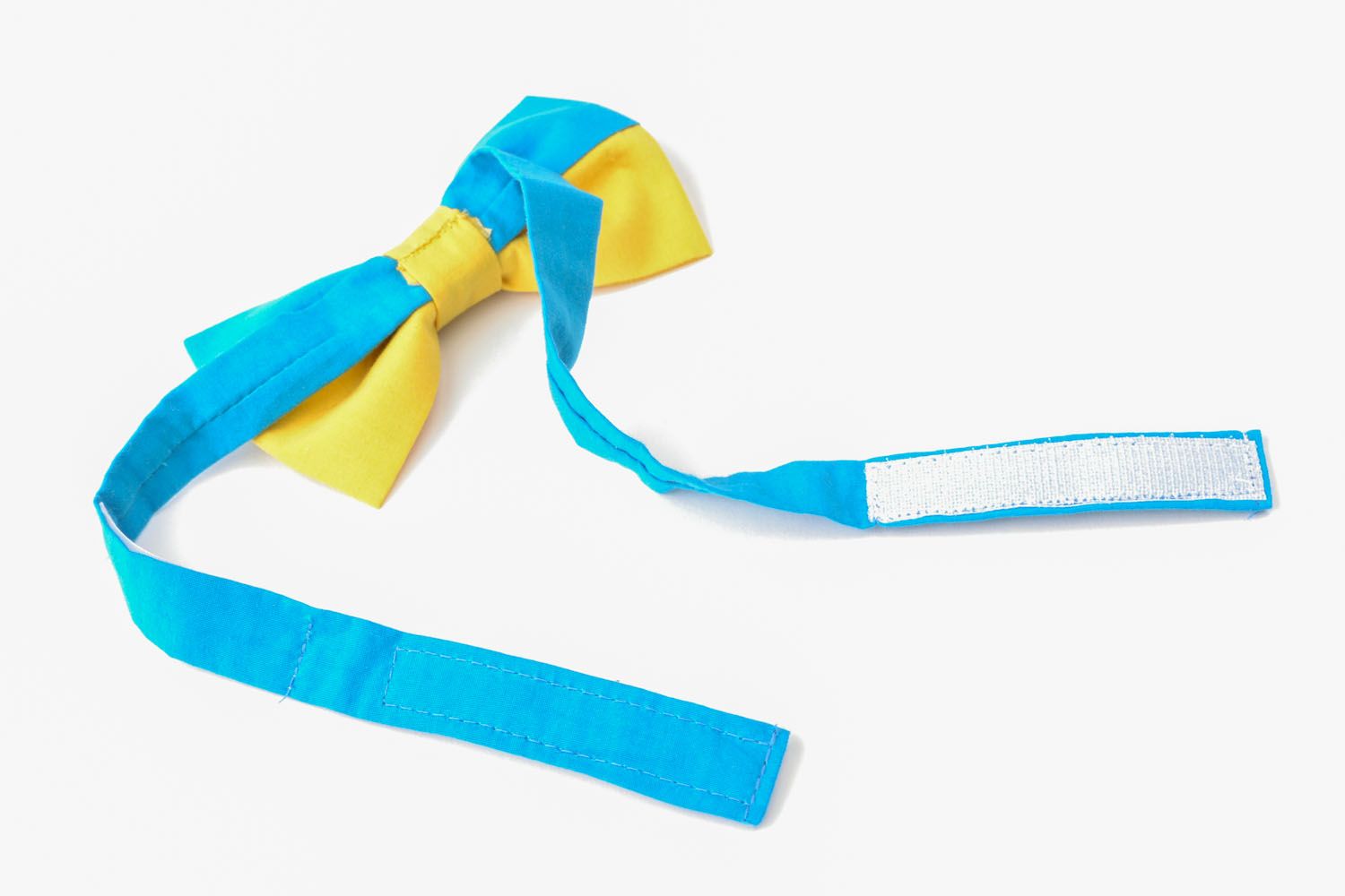 Желто-голубой галстук-бабочка фото 5