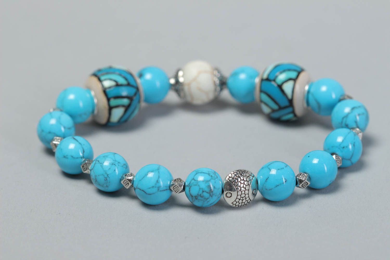 Beautiful homemade gemstone bracelet with wooden beads fashion accessories  photo 4