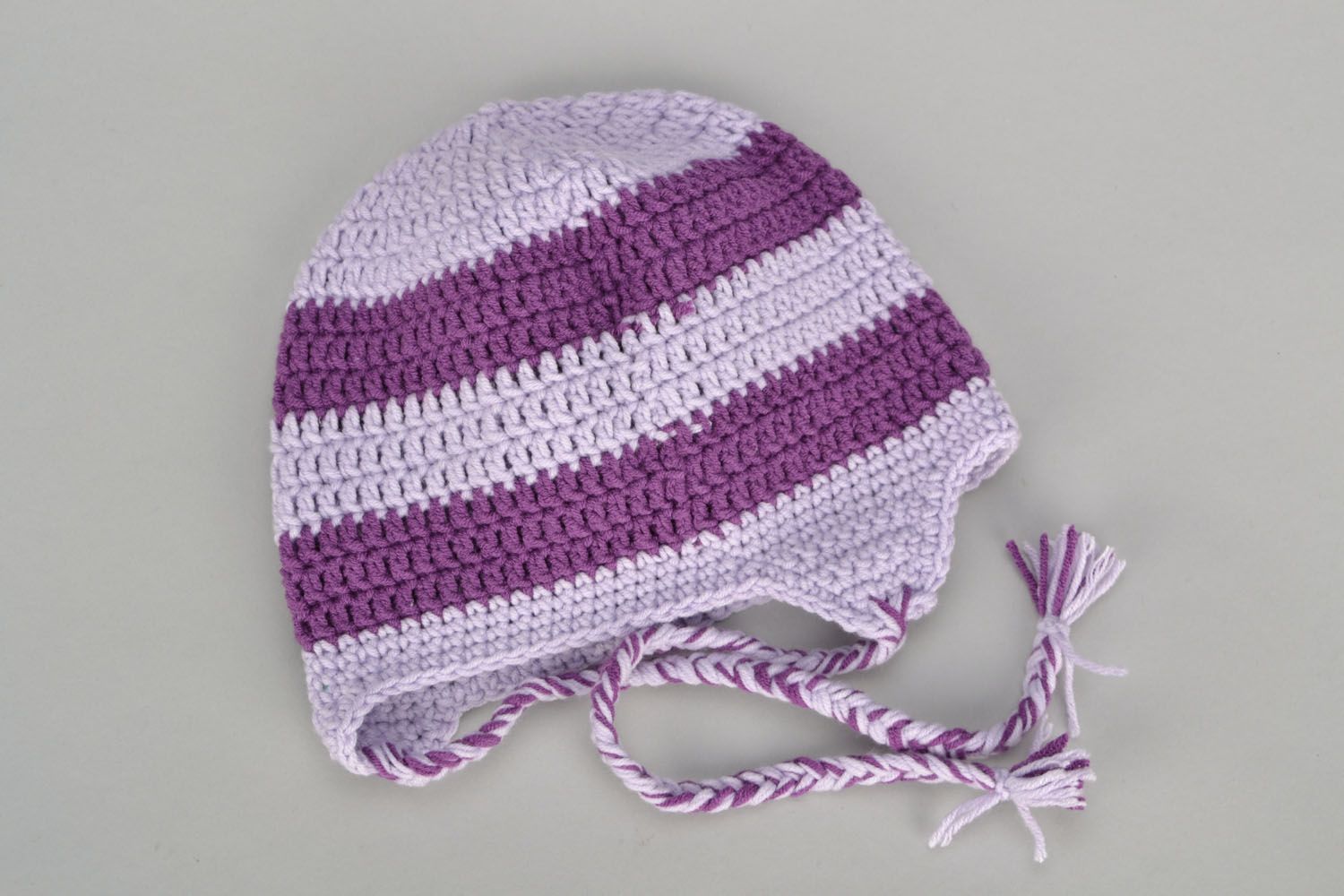 Вязаная шапка для девочки Фиолетовая фото 4