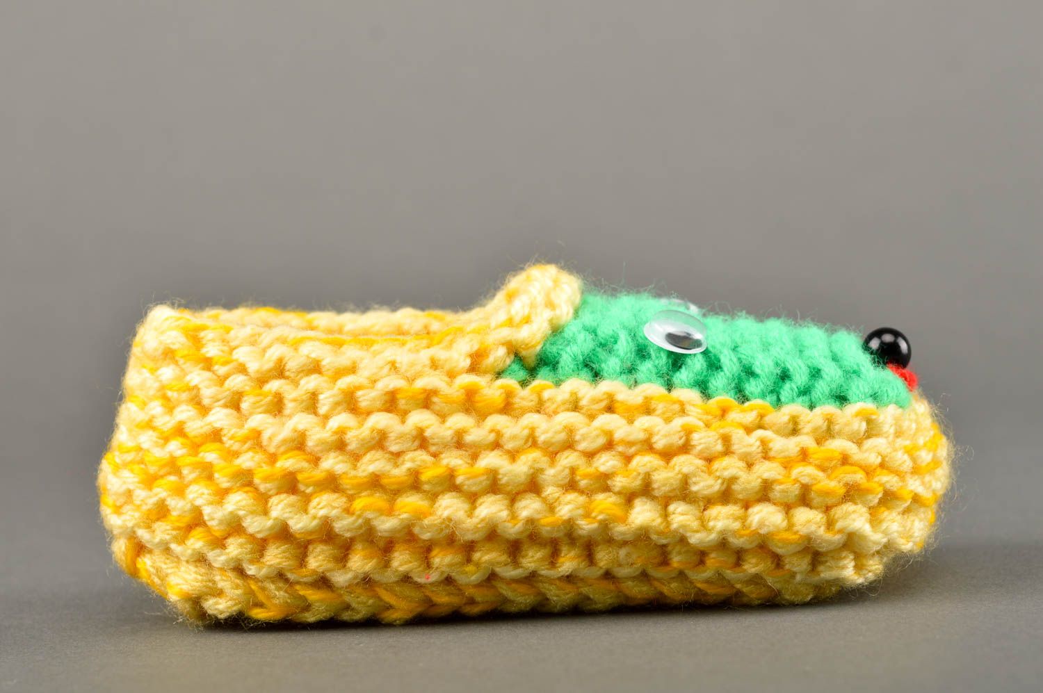 Pantoufles en laine faites main Pantoufles enfant jaune-vert Chaussures enfant photo 3