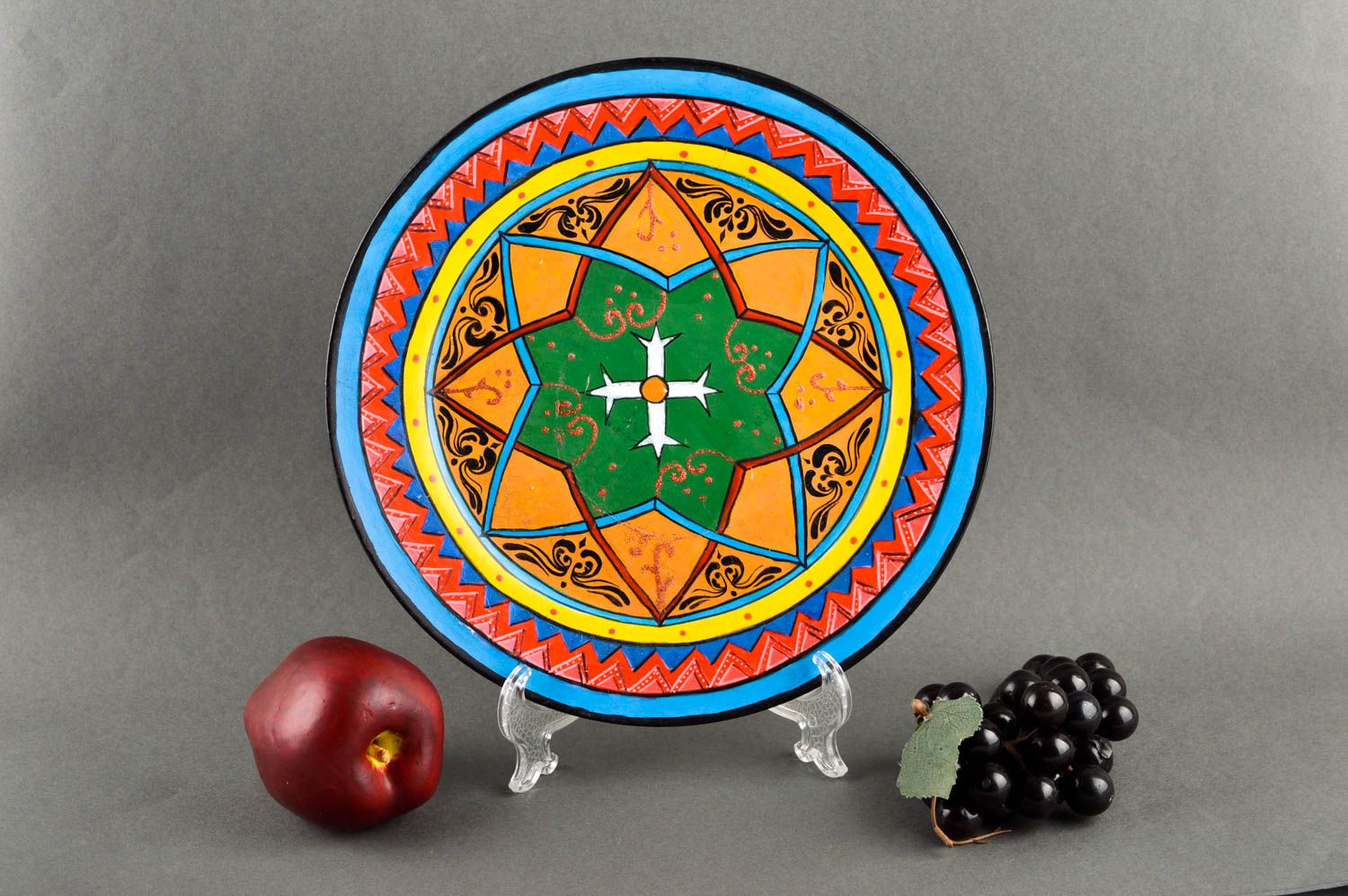Декоративная тарелка ручной работы расписная тарелка декор для кухни сувенир фото 1