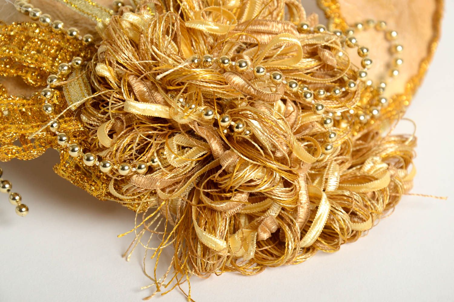 Maske Karneval handmade Venezianische Maske Accessoire für Frauen goldfarben foto 4