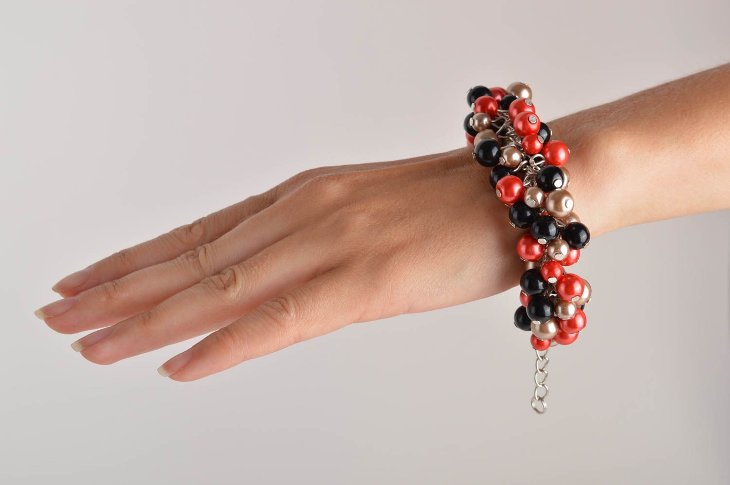 Handmade massive beaded bracelet feminine wrist bracelet elegant jewelry photo 5