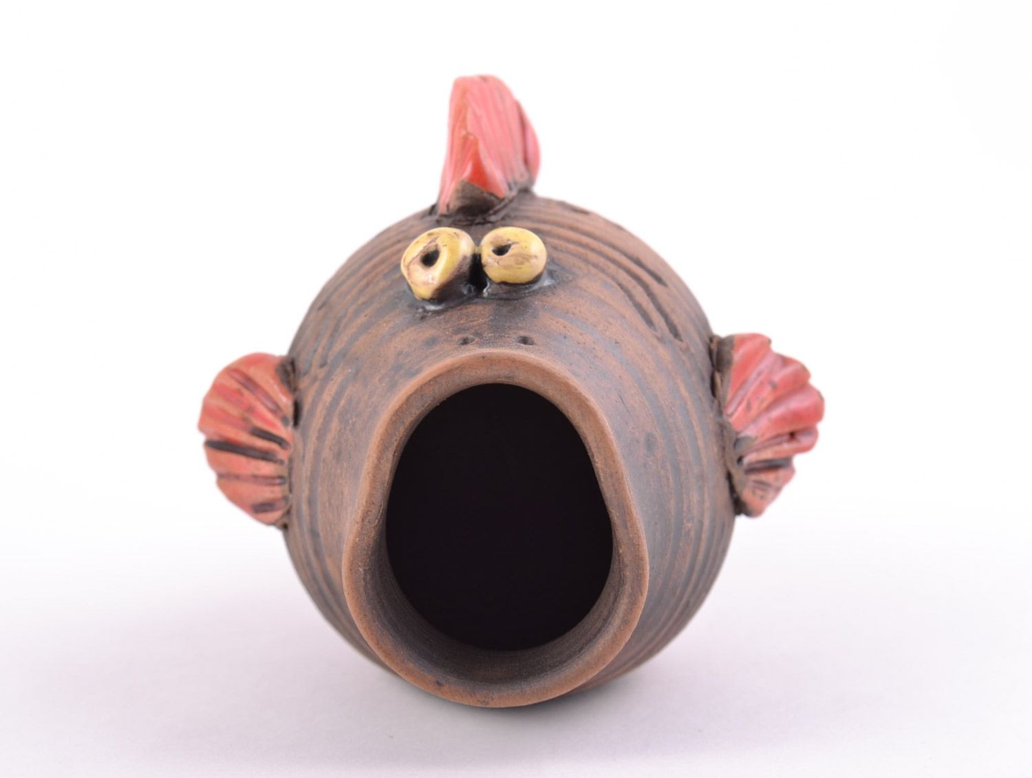 Figura cerámica artesanal con forma de pez decoración de mesa foto 3