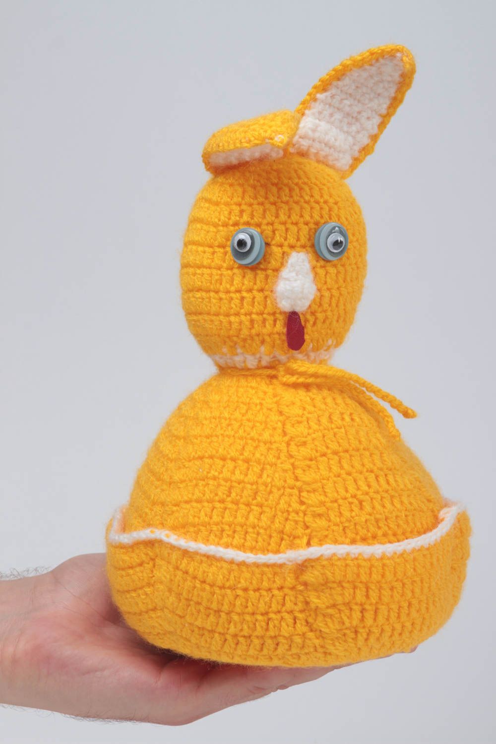 Handmade gehäkeltes Kuscheltier Spielzeug Hase Designer Geschenk für Kinder gelb foto 5