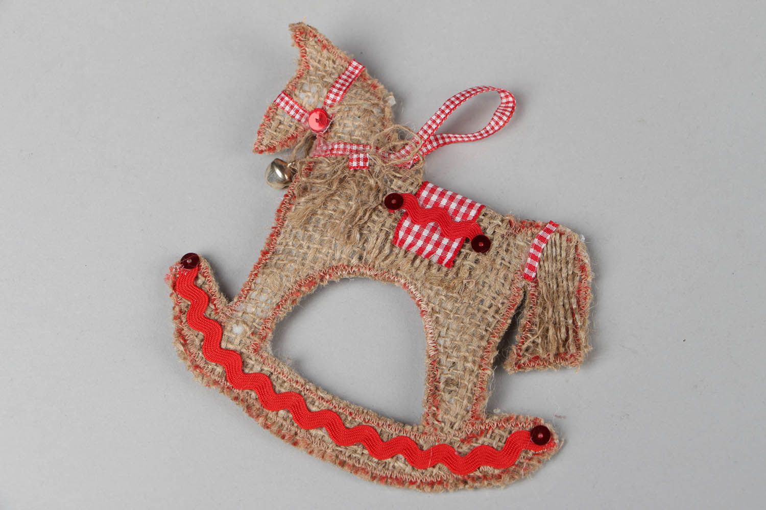Décoration du sapin de Noël cheval en toile de sac photo 1