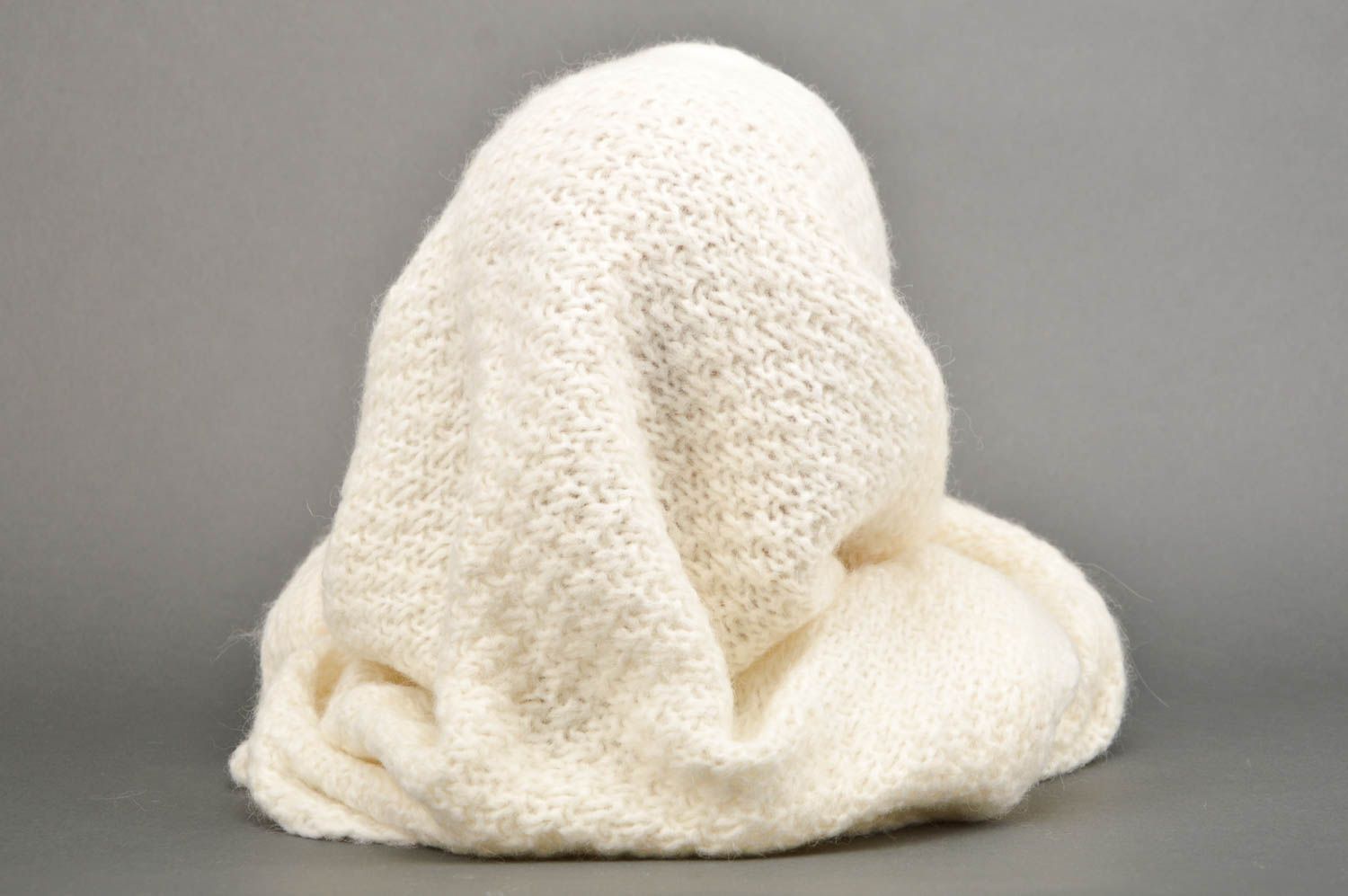 Écharpe laine blanche Accessoire tricot fait main Cadeau femme large chaude photo 5