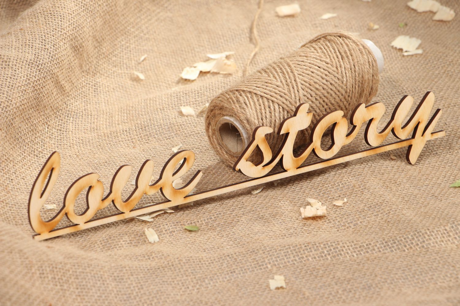 Vorbereitete Materialien handmade mit Aufschrift Love Story foto 5