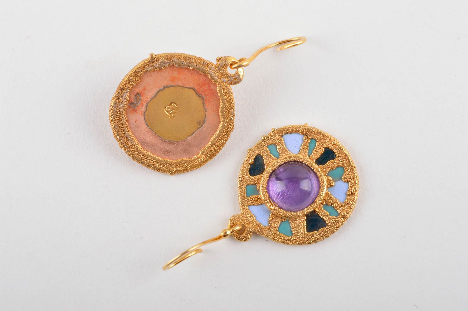 Beautiful handmade copper earrings costume jewelry designs gemstone earrings photo 5