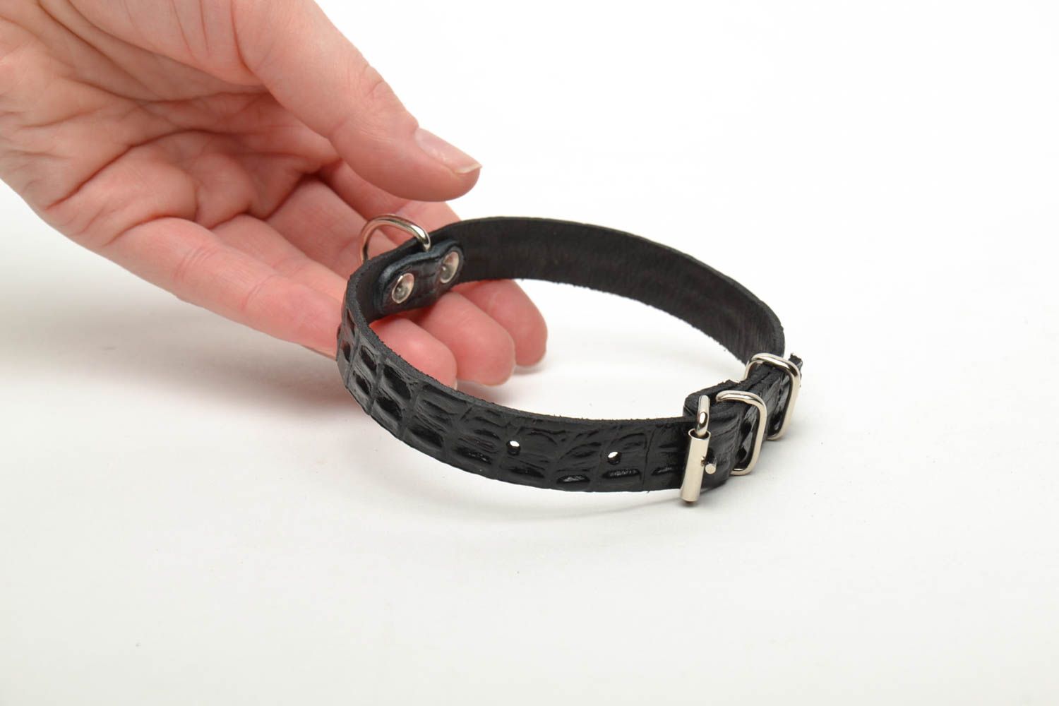 Thin leather collar for small dog photo 5