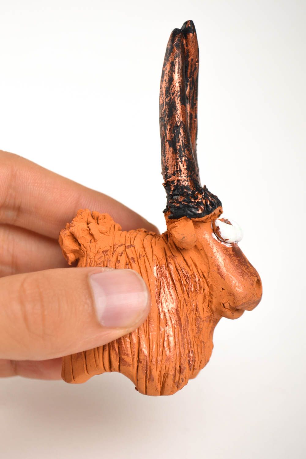 Статуэтка ручной работы глиняная статуэтка фигурка животного расписная Коза фото 2