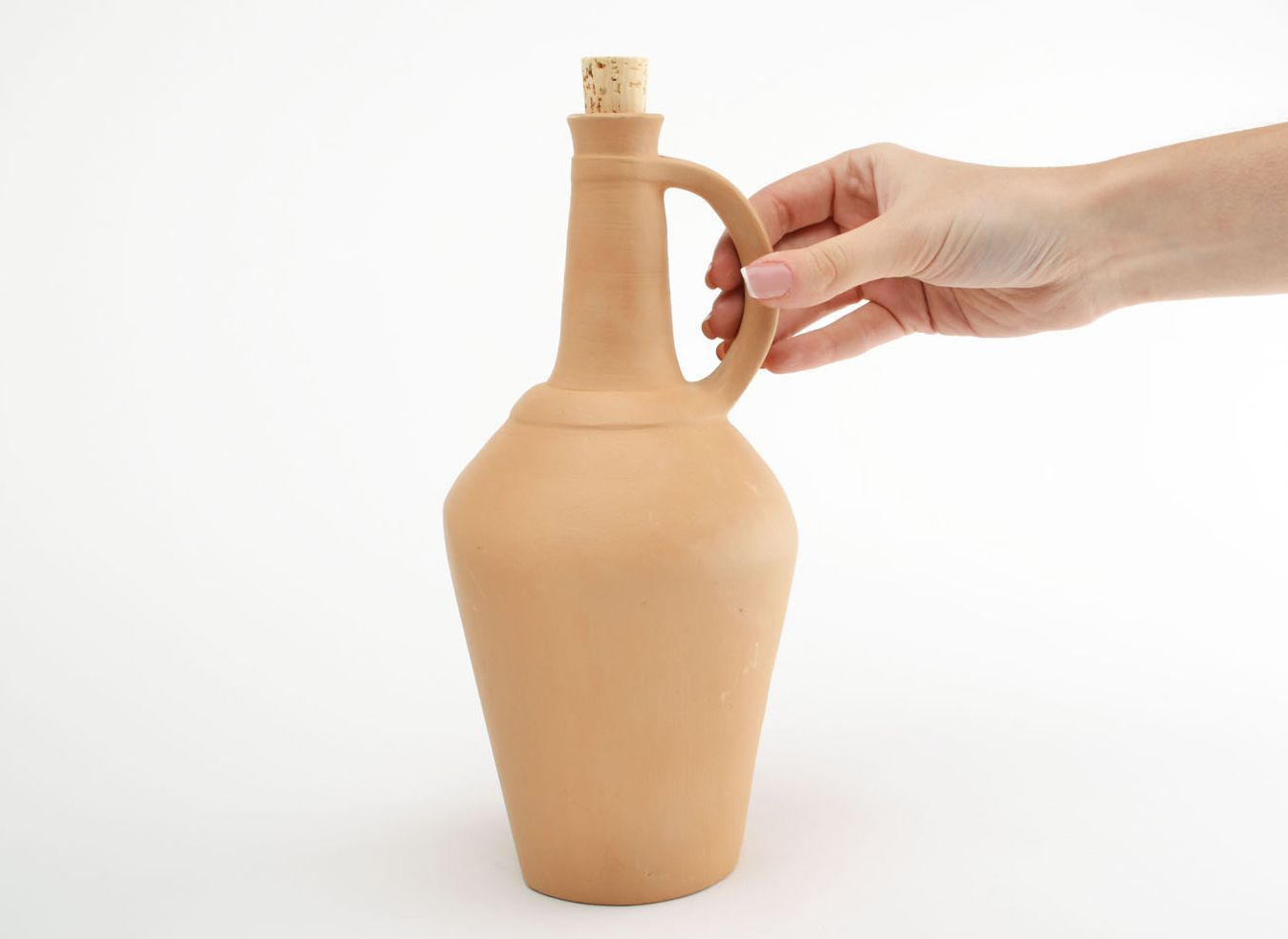 60 oz 10 inches terracotta bottle shape ceramic wine carafe with handle and lid 2,2 lb photo 1