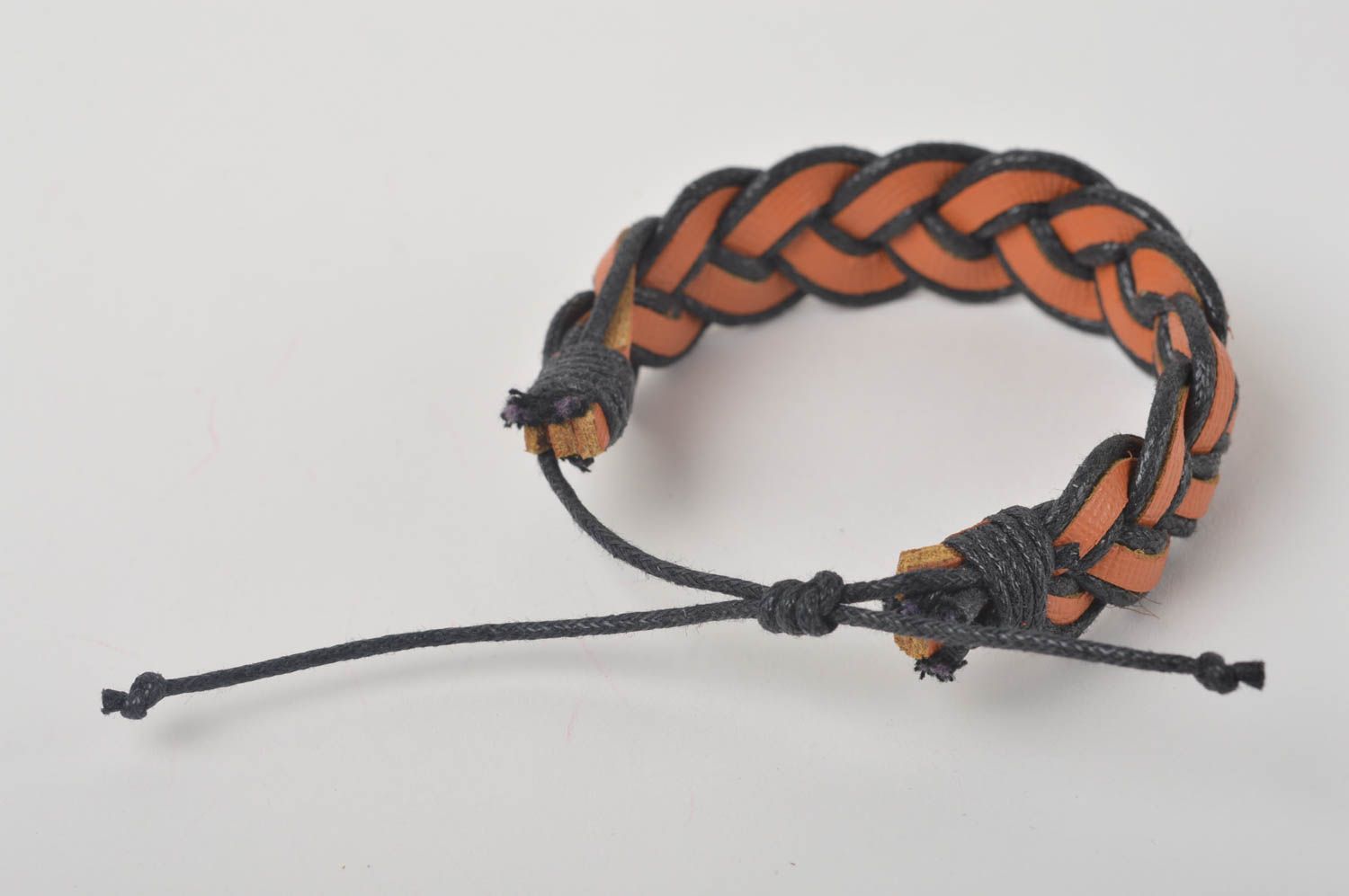Elegant handmade wrist bracelet braided leather bracelet design cool jewelry photo 4