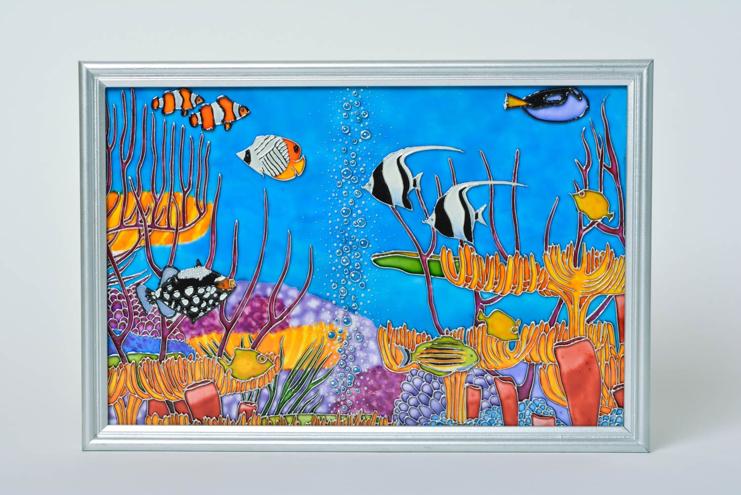 Подарок ручной работы панно на стену из стекла панно декоративное Морское дно фото 1