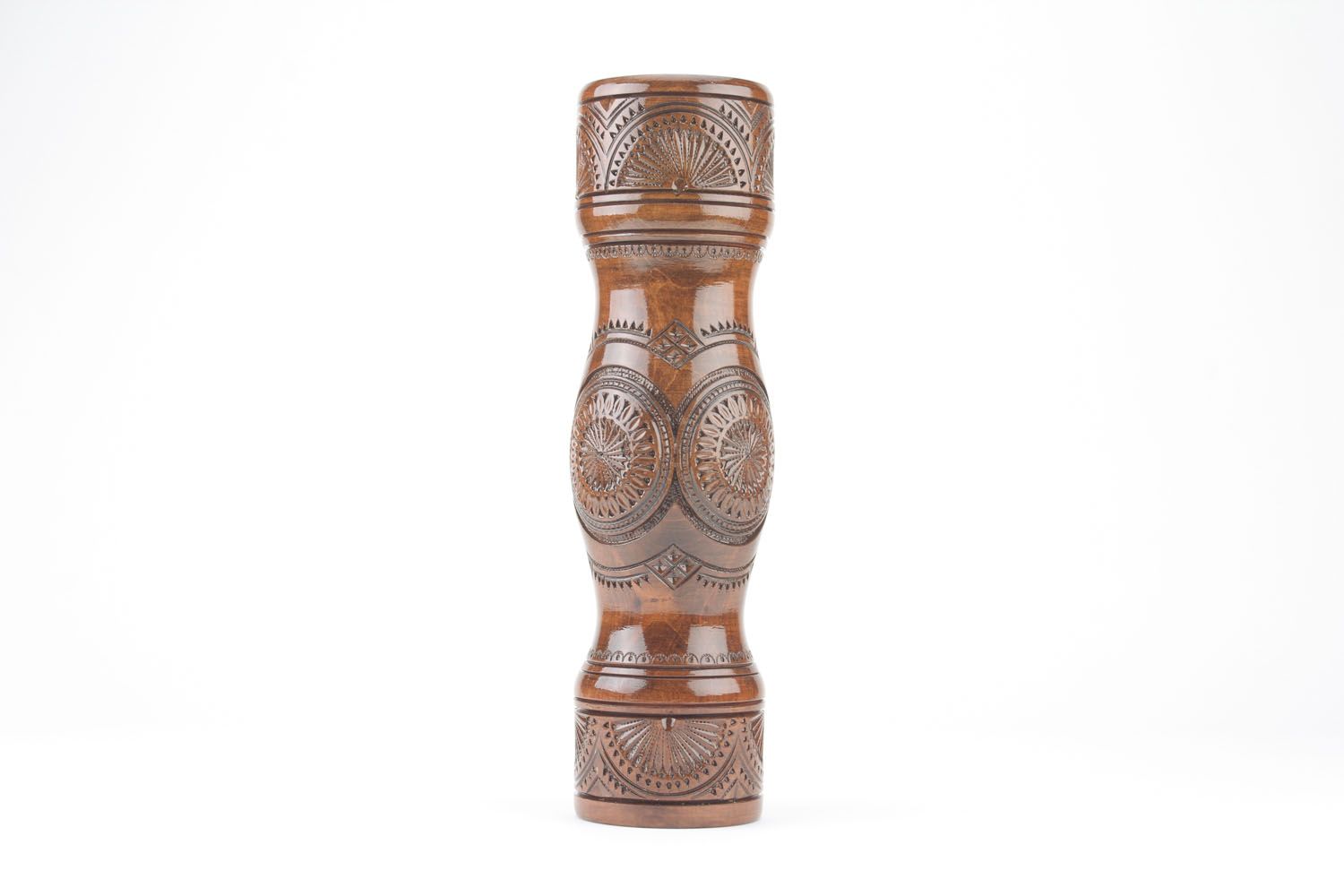 14 inches tall hand-carved wooden vase for table or floor décor 2 lb photo 1