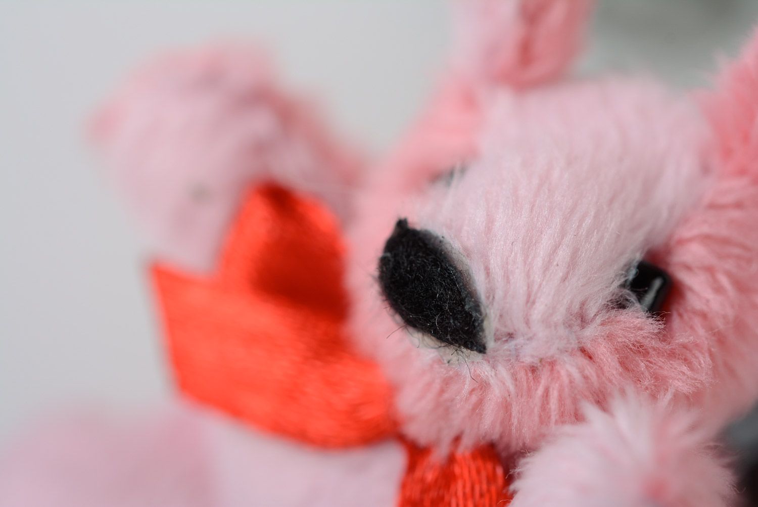 Beautiful pink soft keychain toy hare handmade photo 2