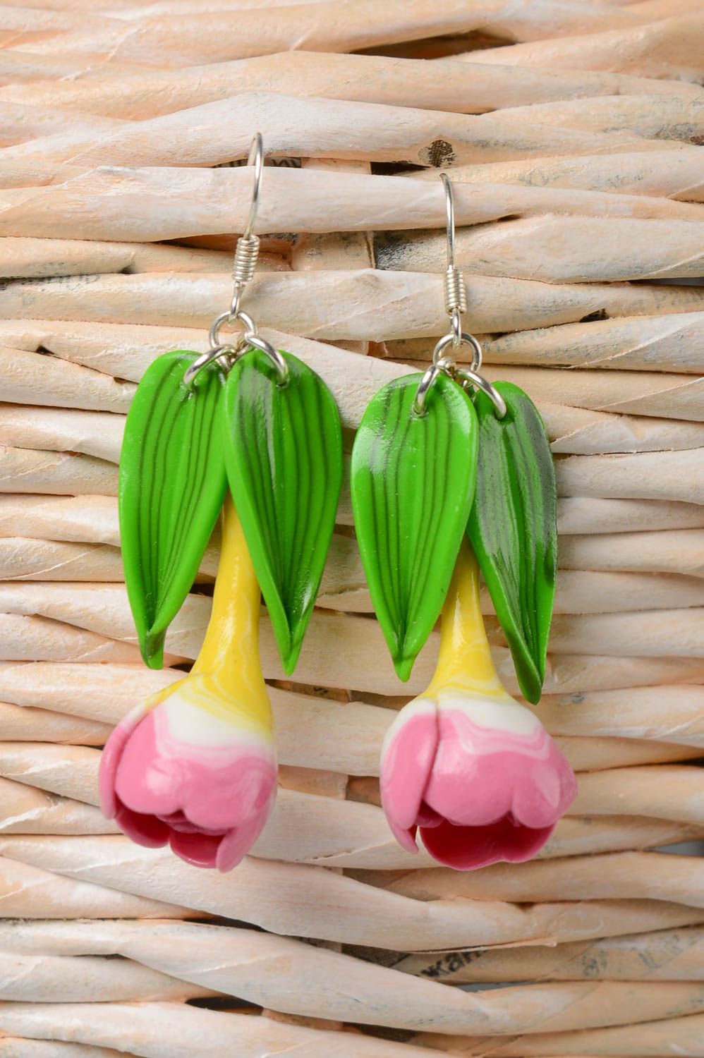 Handmade elite tender earrings unusual flower earrings designer jewelry photo 1