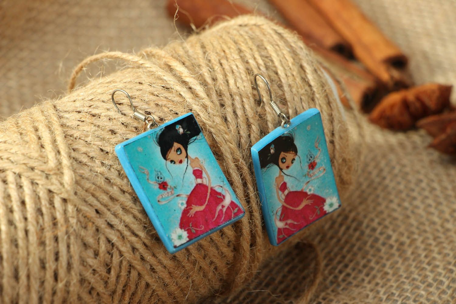 Earrings made ​​of polymer clay Princess photo 3