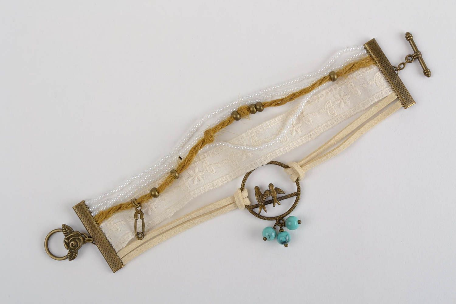 Pulsera de algodón hecha a mano clara accesorio para mujeres regalo original foto 2