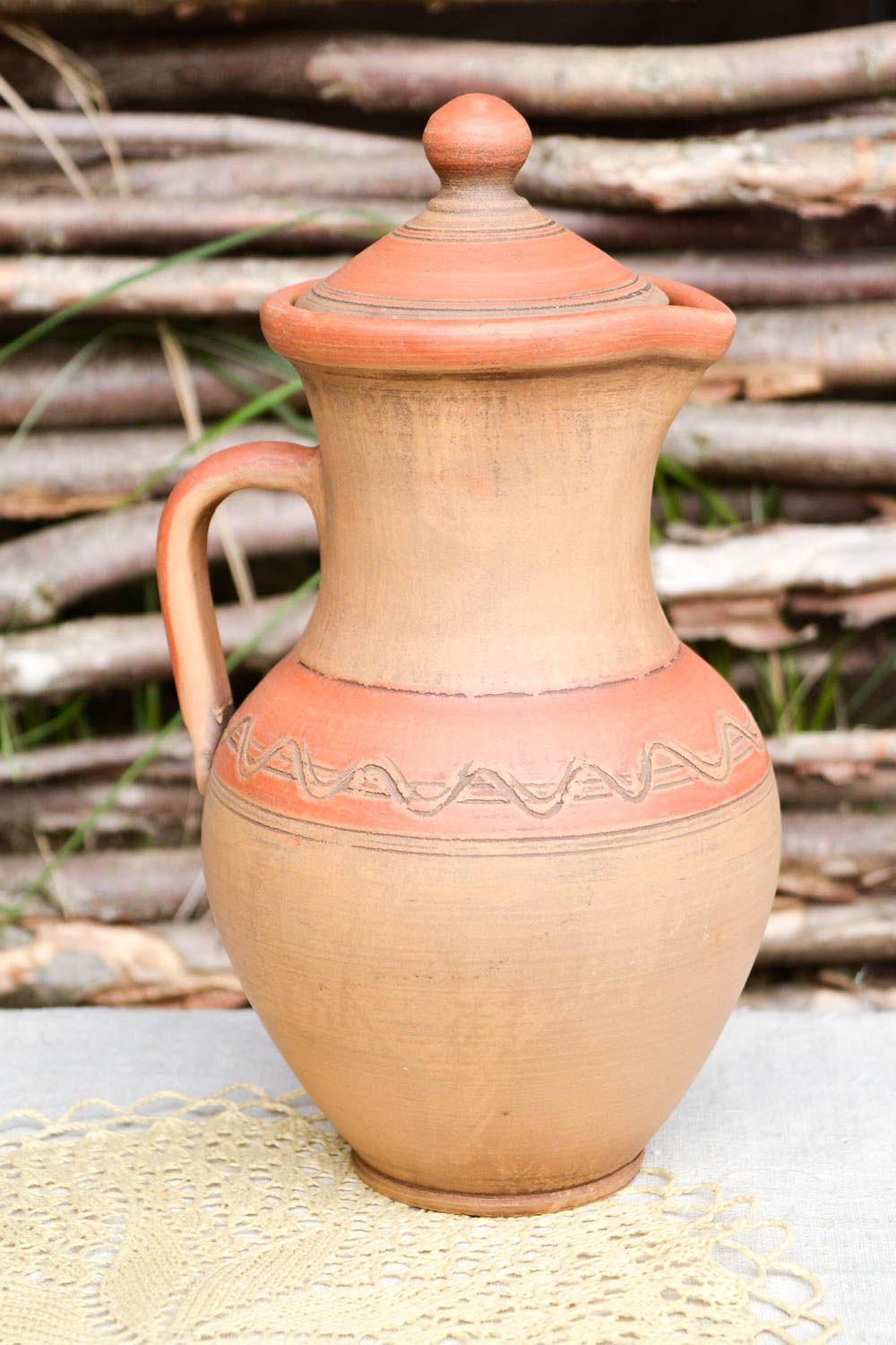 Handmade Keramik Karaffe Küchen Deko originelles Geschenk Krug aus Ton  foto 5