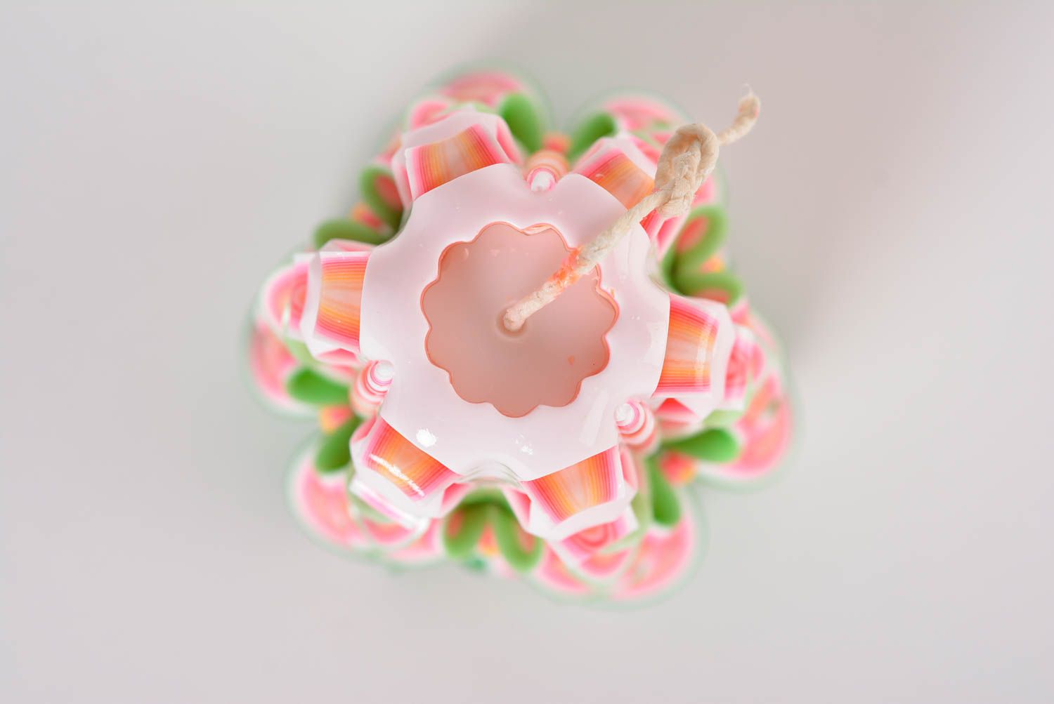 Vela de parafina artesanal de color rosado elemento decorativo regalo original foto 3