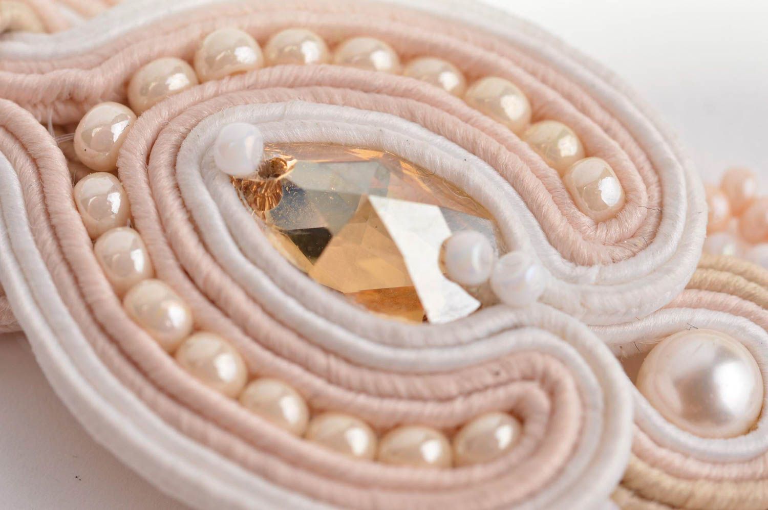 Pendientes de moda con perlas bisutería artesanal soutache regalo original   foto 5
