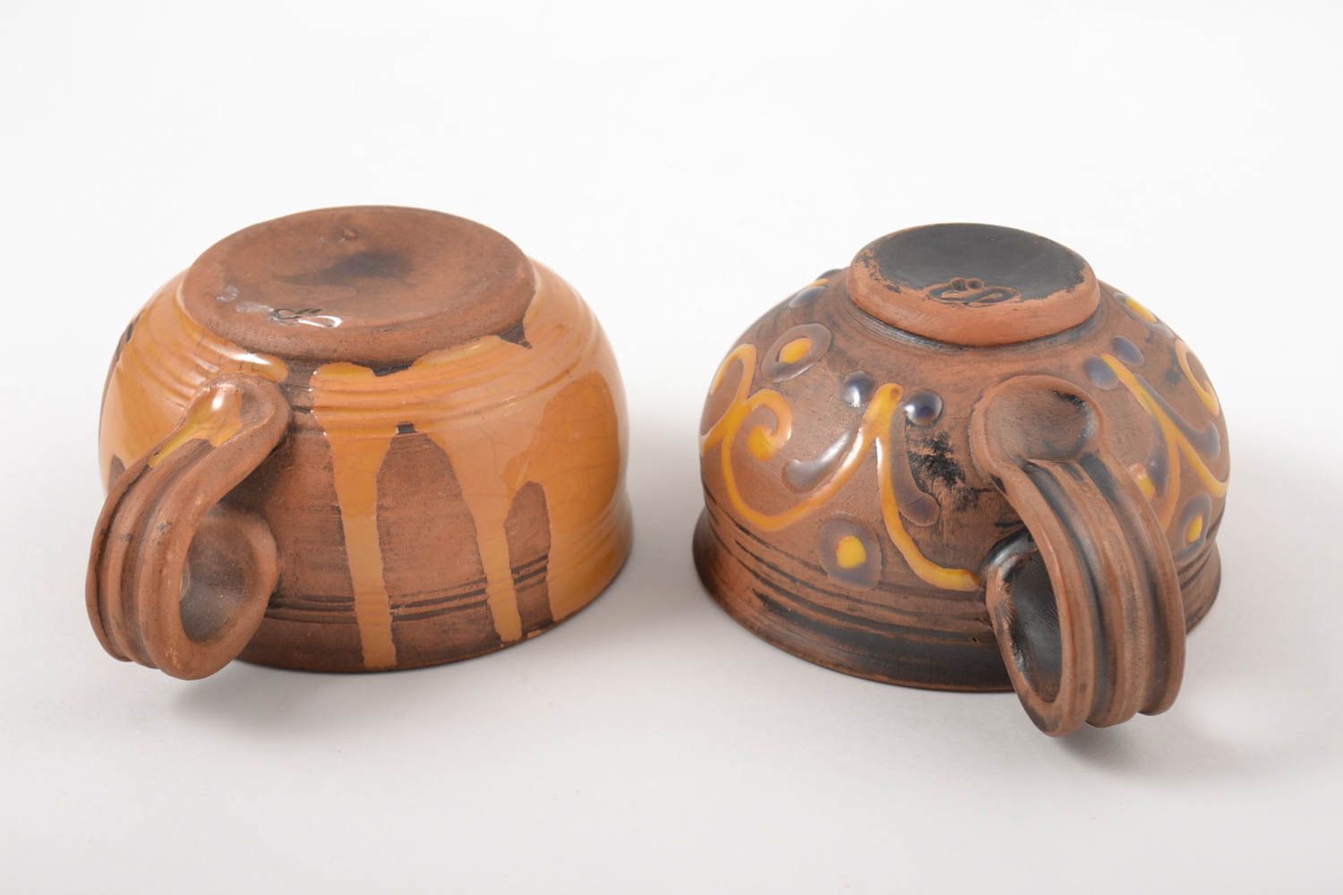 Tazas de cerámica hechas a mano de arcilla utensilios de cocina regalo original foto 4