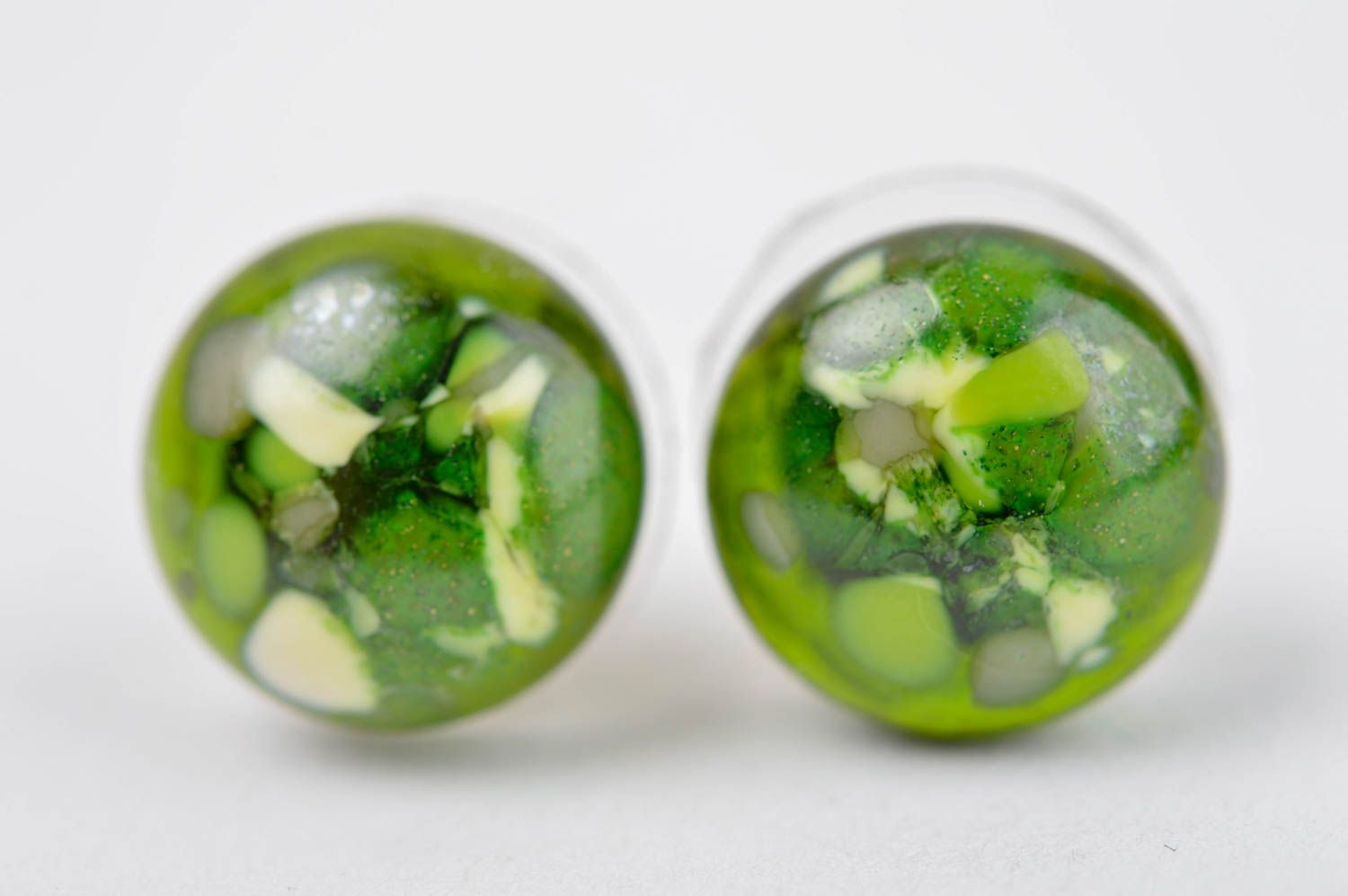 Ohrringe Damen handmade Ohrring Stecker Schmuck aus Glas schön in Grün  foto 5