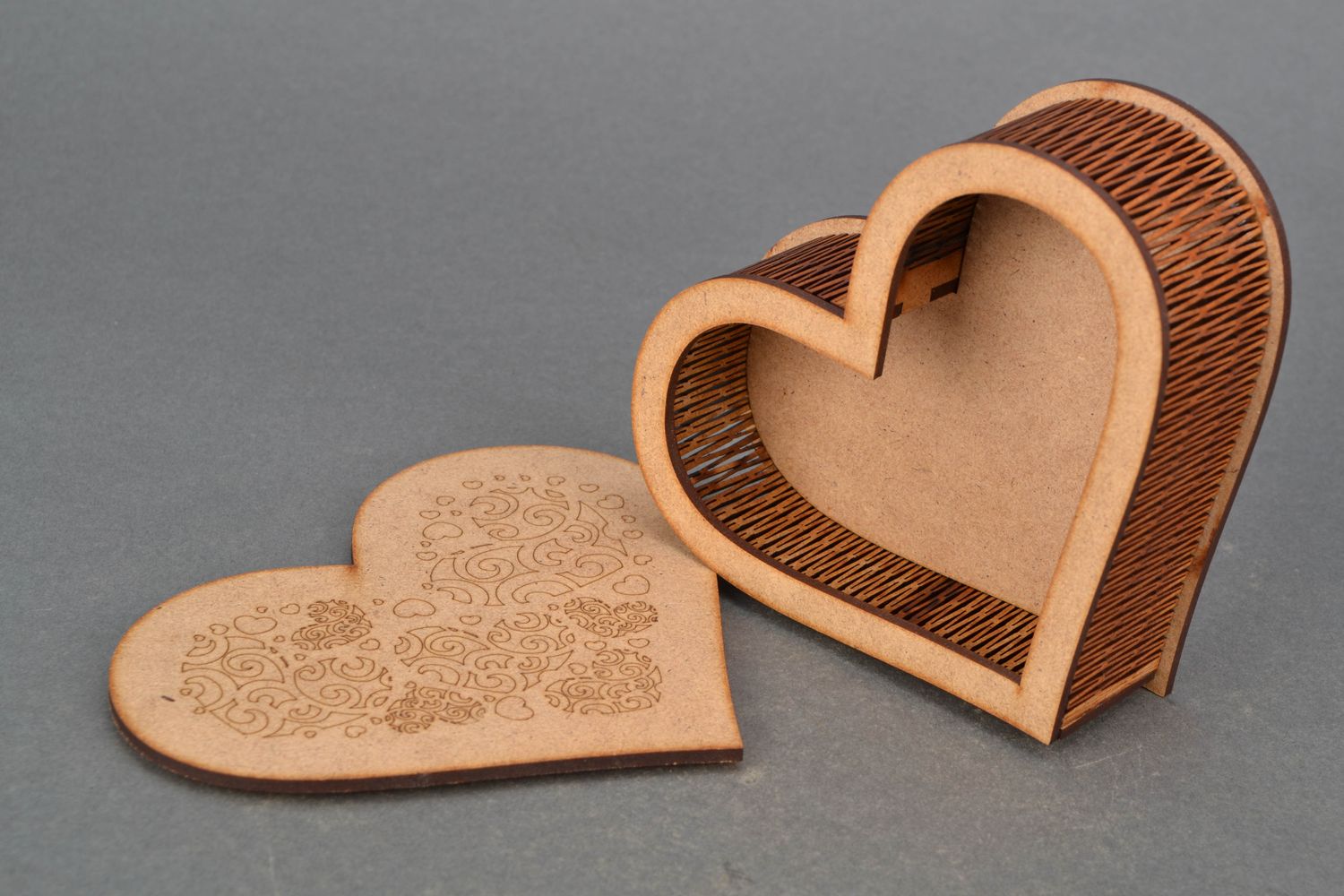 Heart-shaped jewelry box craft blank photo 3